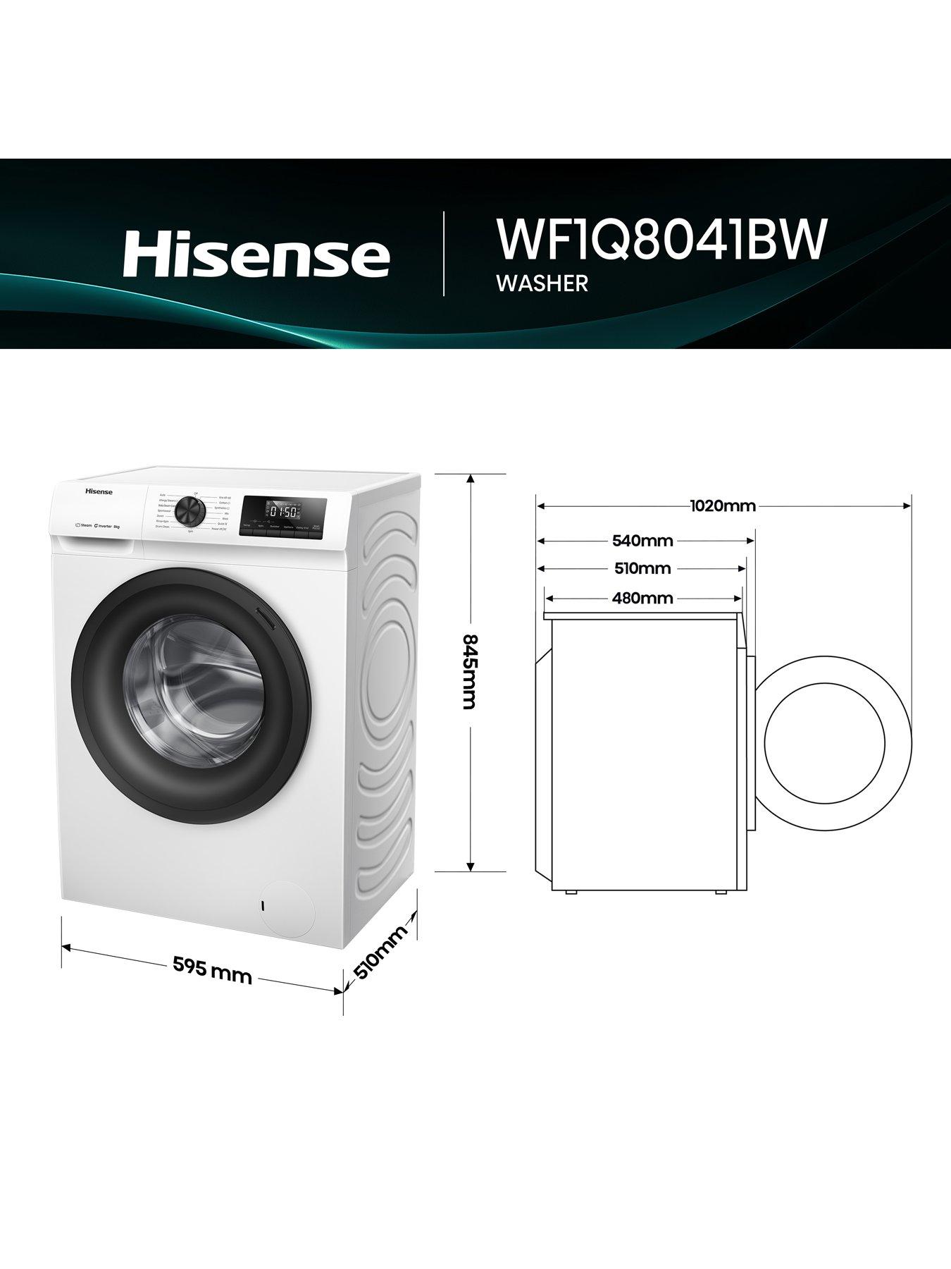 Image 5 of 7 of Hisense 1 Series Steam WF1Q8041BW 8 kg 1400 Spin Washing Machine - White