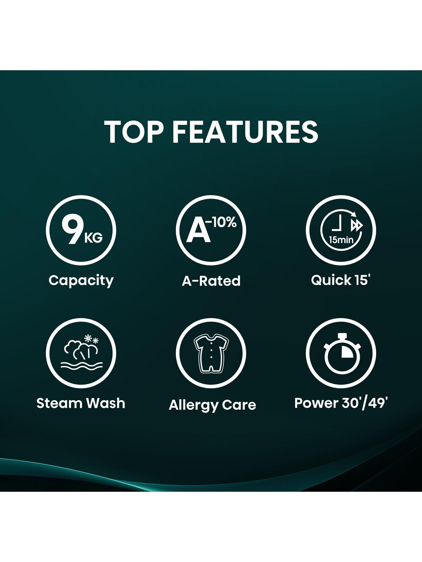  image of hisense-1-series-steam-wf1q9041bw-9-kg-steam-1400-spin-washing-machine-white