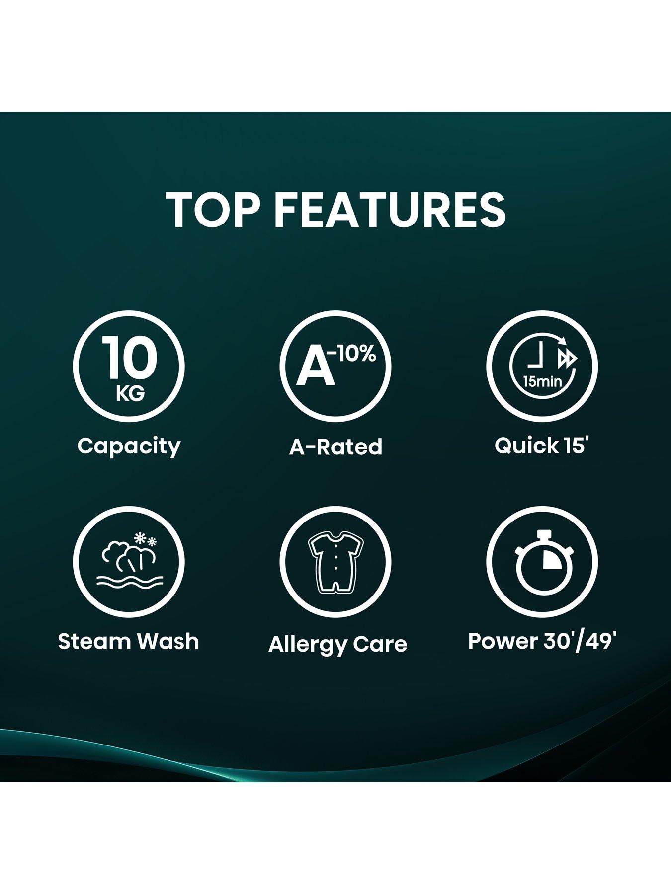  image of hisense-1-series-steam-wf1q1041bw-10-kg-steam-1400-spin-washing-machine-white
