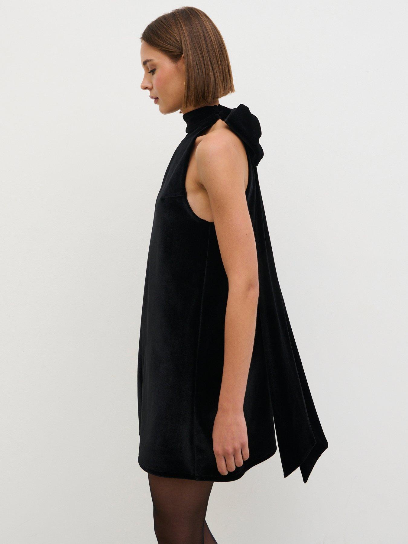 Image 2 of 4 of Pretty Lavish Bella Bow Velvet Mini Dress - Black
