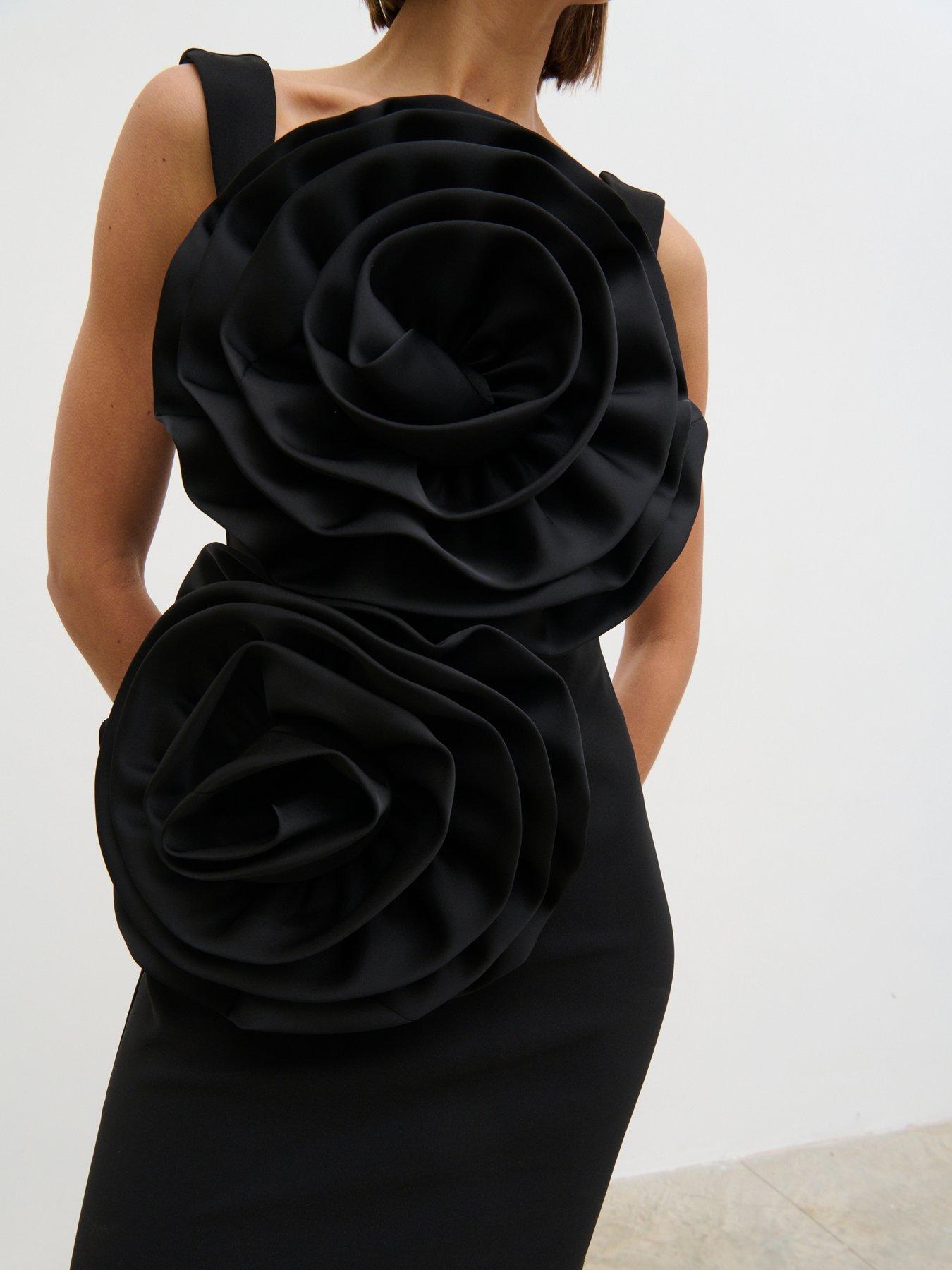 Image 3 of 4 of Pretty Lavish Rowena Corsage Mini Dress - Black