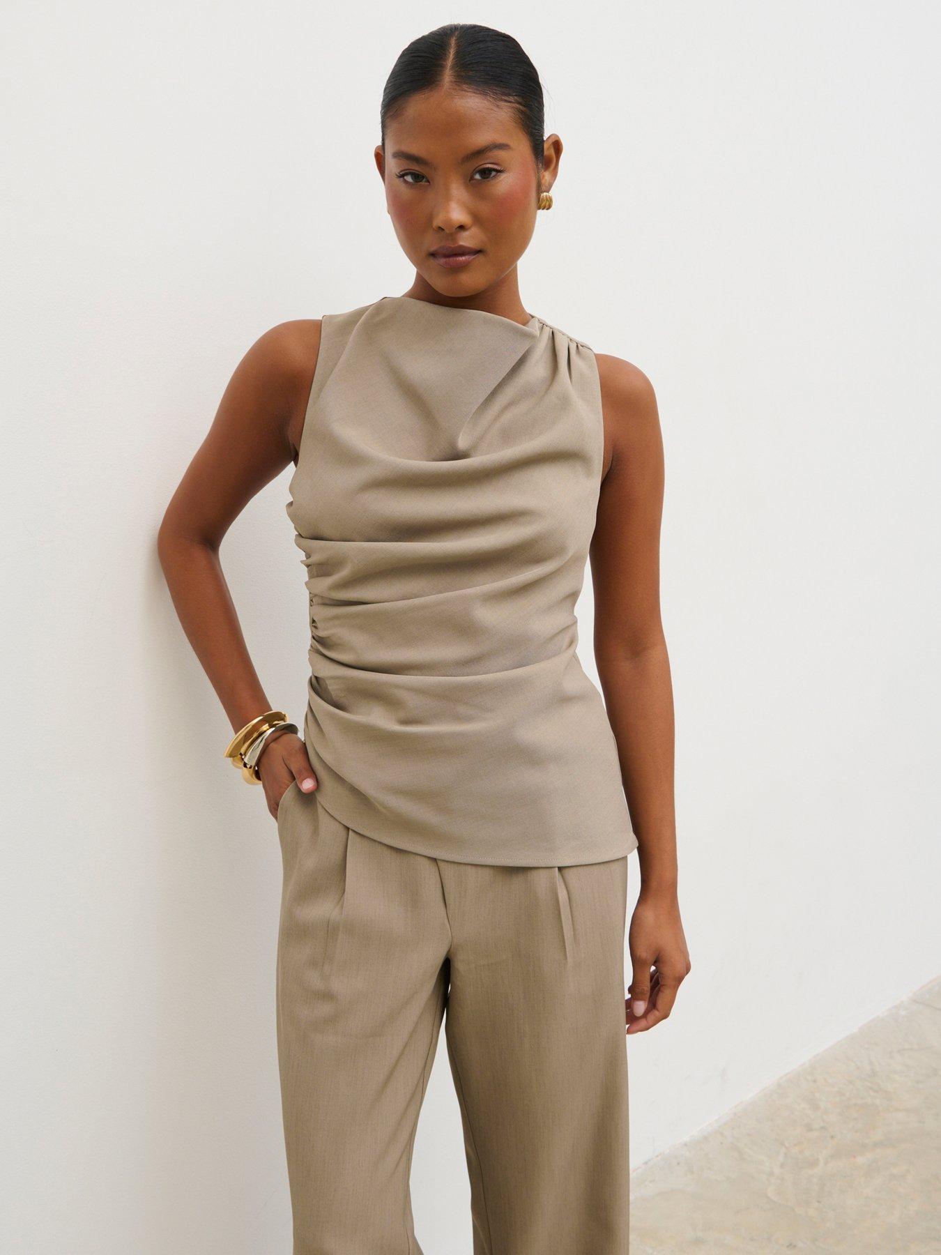 undefined Maeve Ruched Top - Brown
