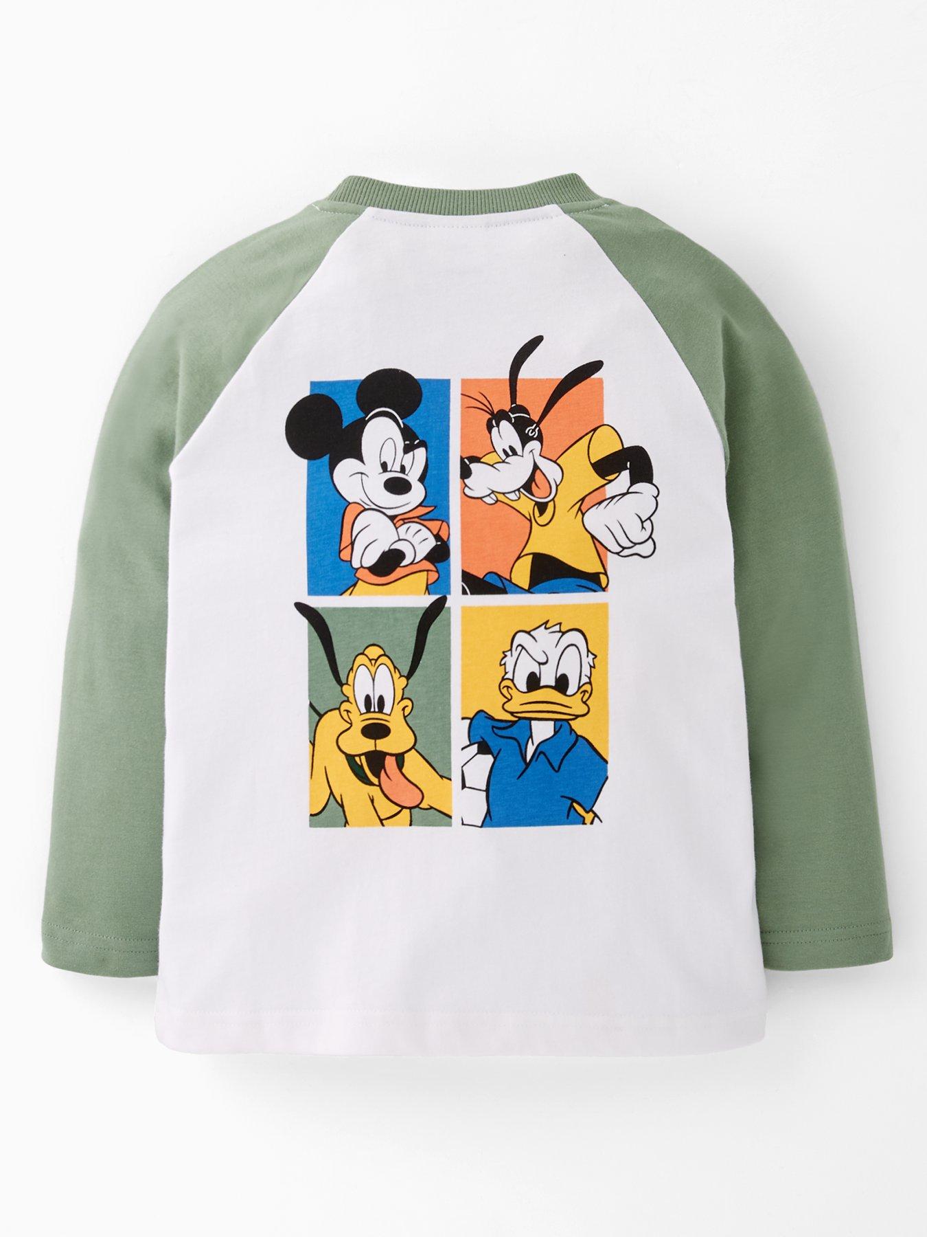 Image 2 of 4 of The Very Collection Disney Micky Mouse Raglan Varsity Long Sleeved T-Shirt - Green