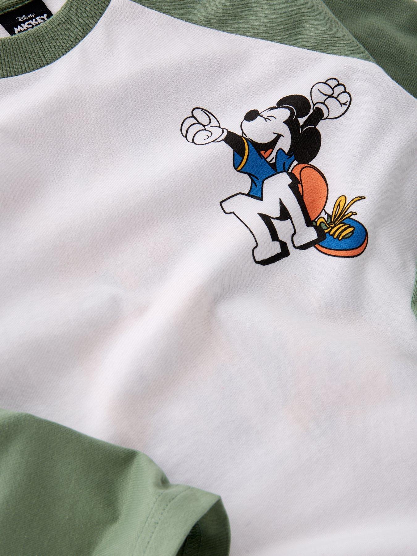 Image 3 of 4 of The Very Collection Disney Micky Mouse Raglan Varsity Long Sleeved T-Shirt - Green