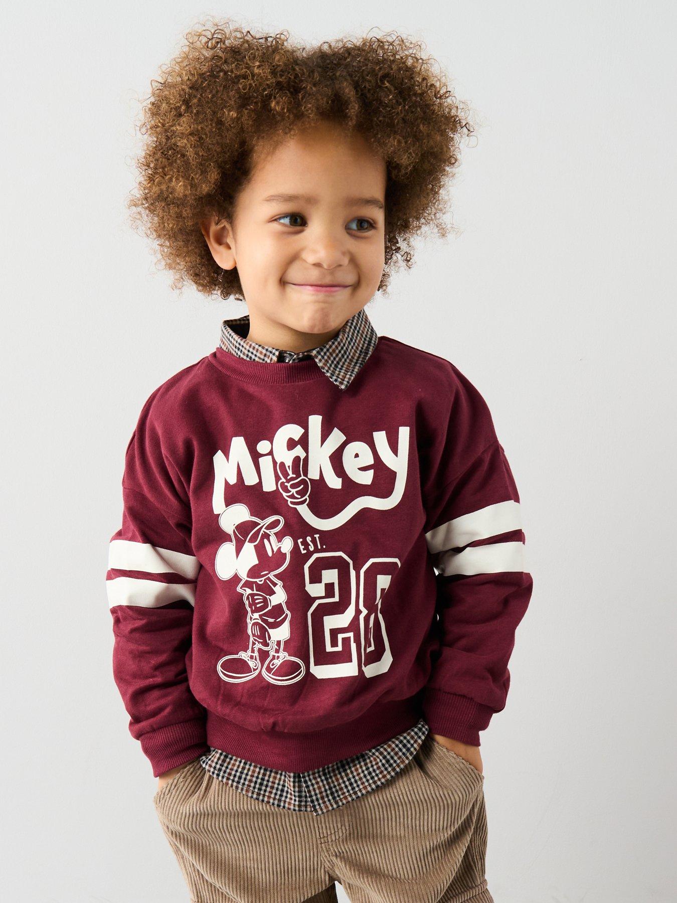 front image of mickey-mouse-mickey-varsity-sweatshirt-red