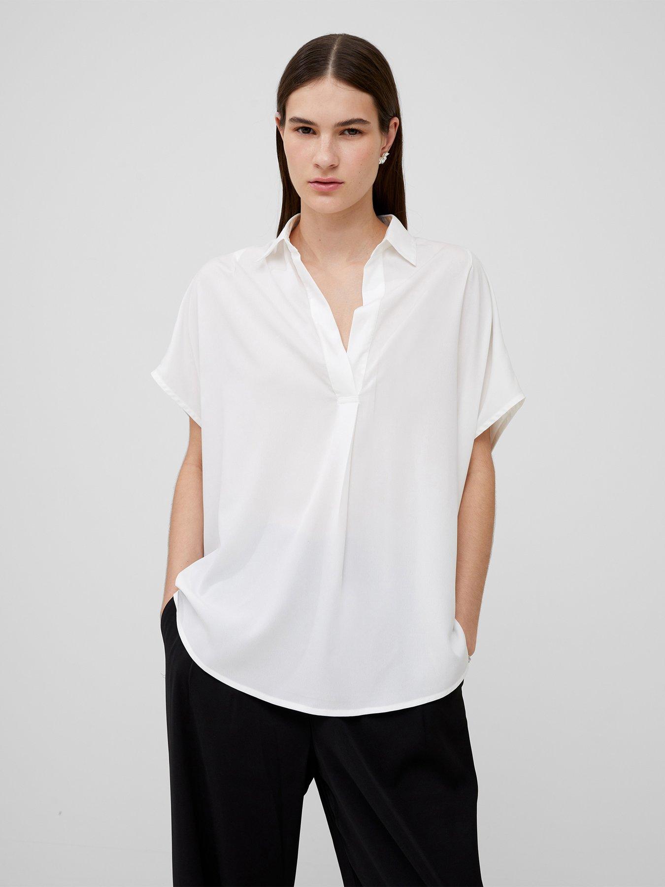 undefined Crepe Oversized Short Sleeve Pullover Shirt