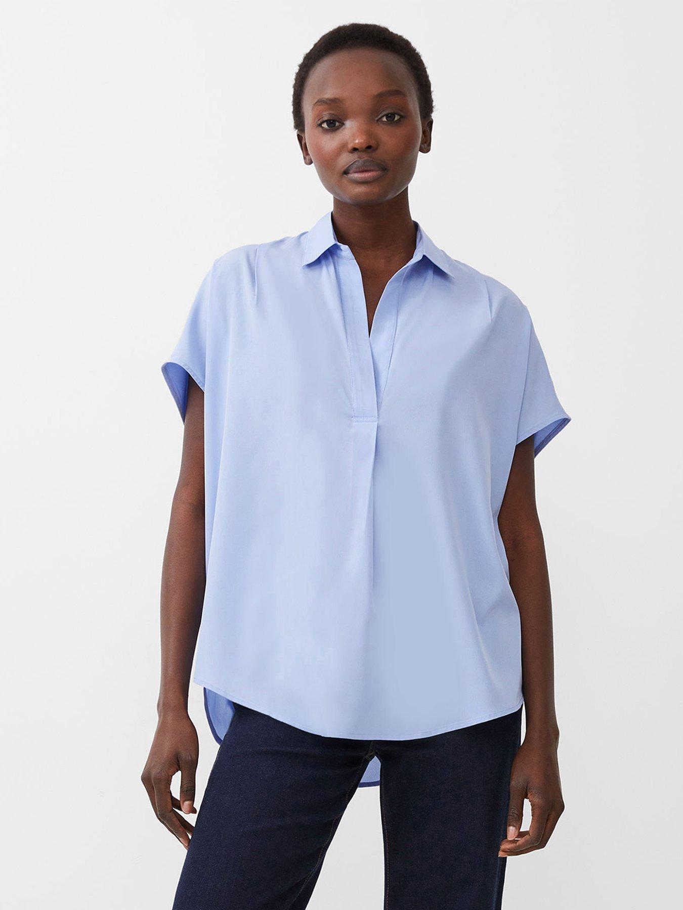 french-connection-crepe-oversized-short-sleeve-pullover-shirt