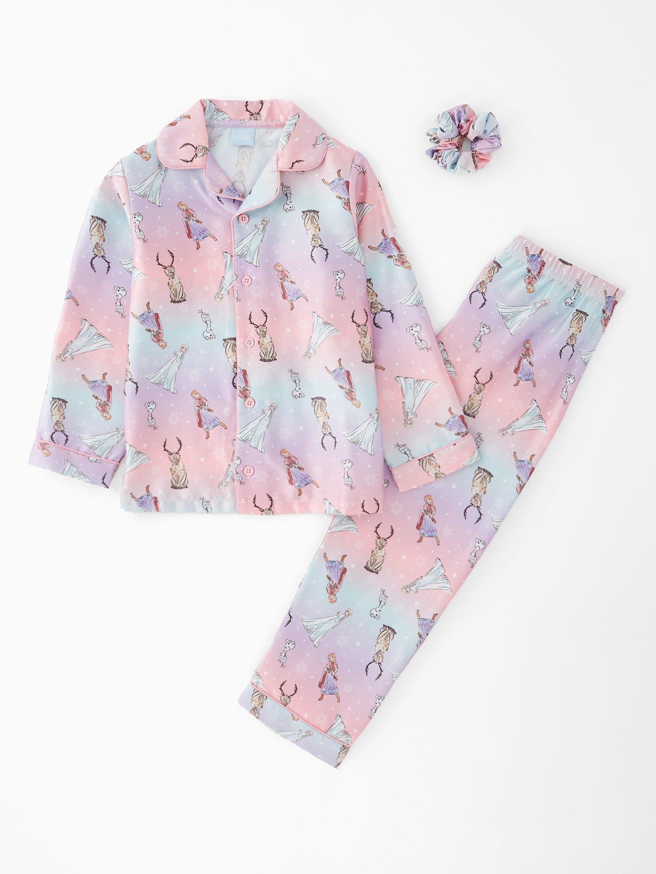 The Very Collection Frozen Satin Pyjamas With Scrunchie - Purple