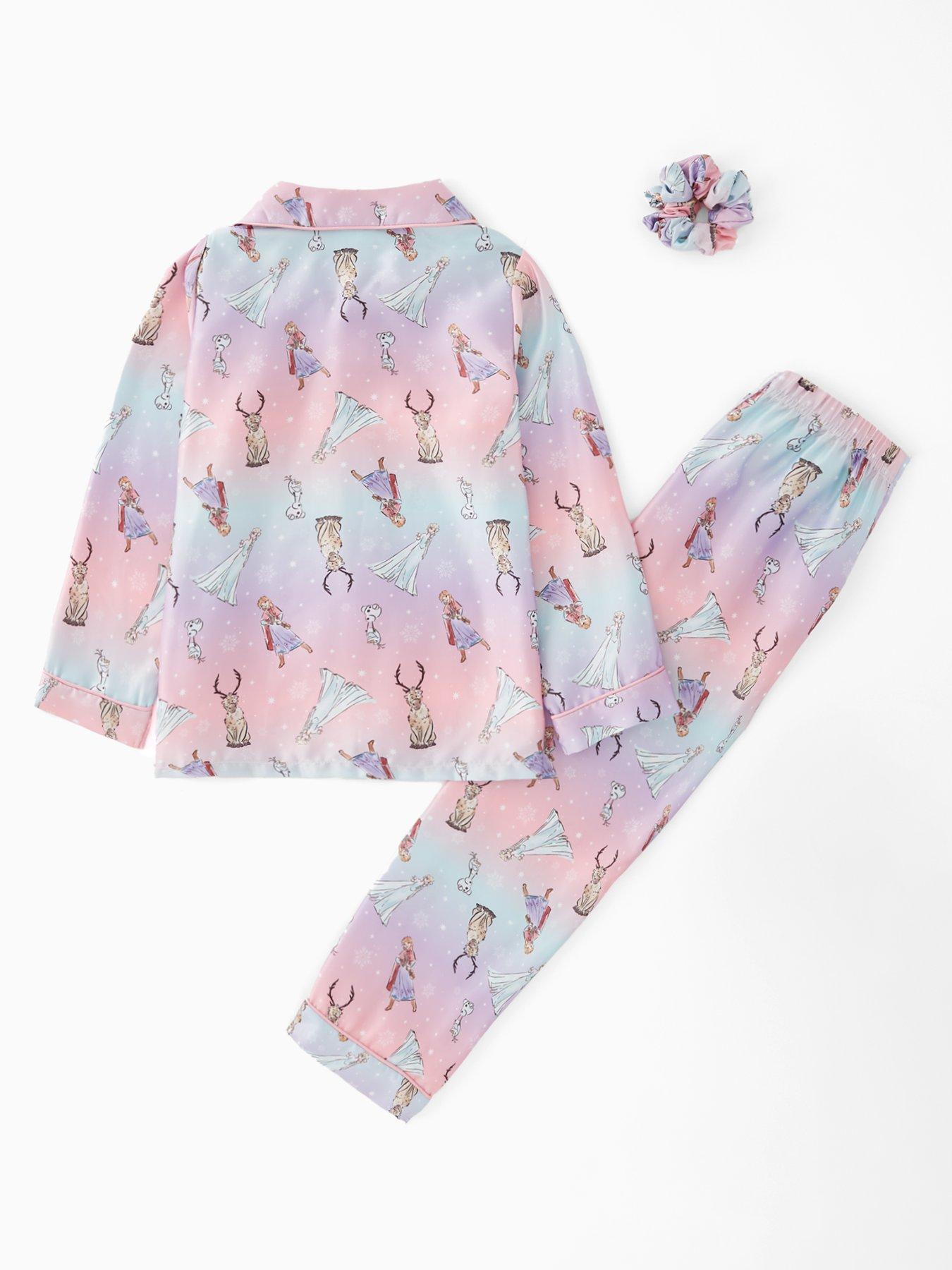 Image 2 of 4 of The Very Collection Frozen Satin Pyjamas With Scrunchie - Purple