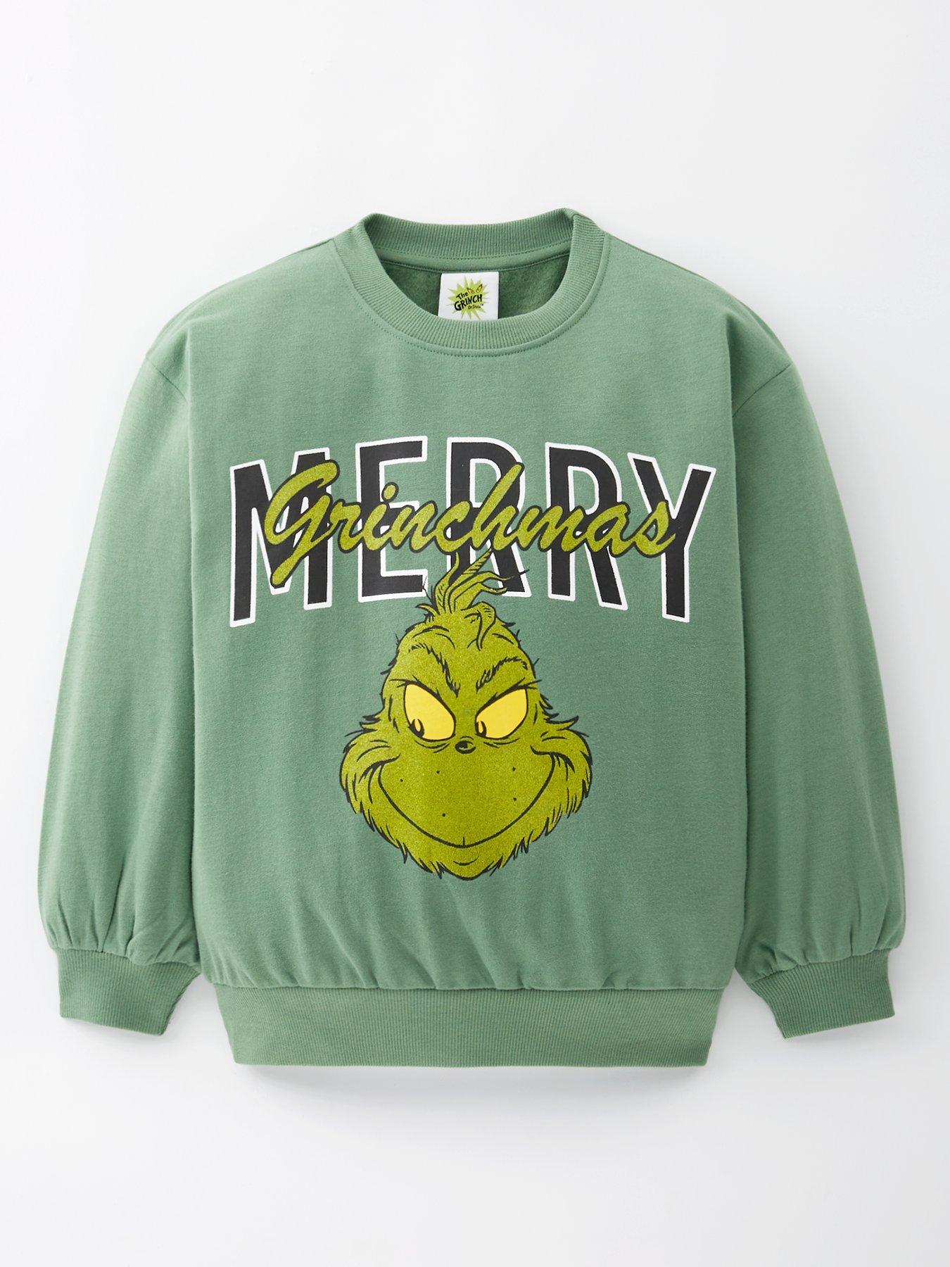 front image of the-grinch-grinch-christmas-sweatshirt-green