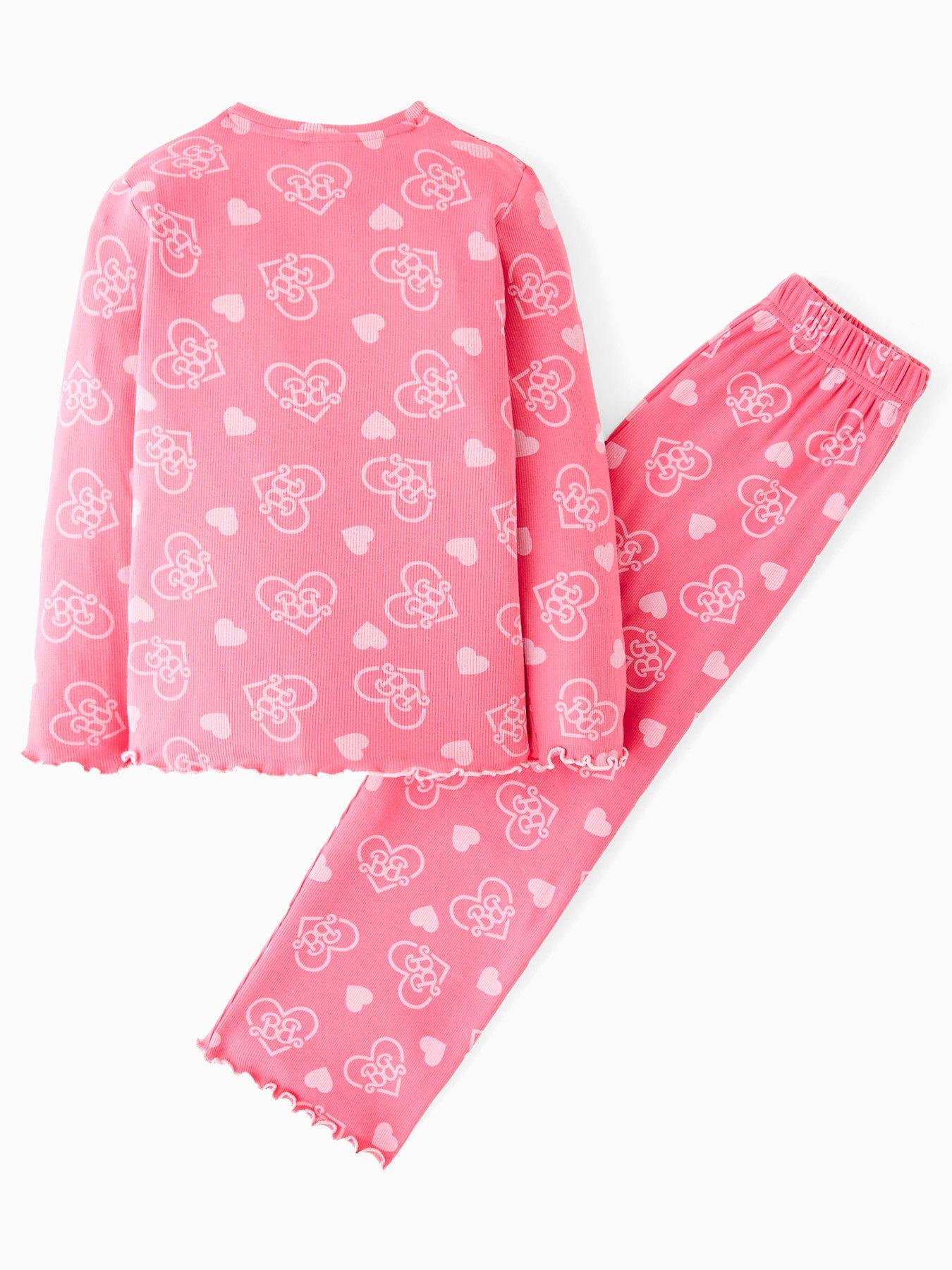 Image 2 of 4 of Barbie Barbie Rib Wide Leg Pyjamas - Pink