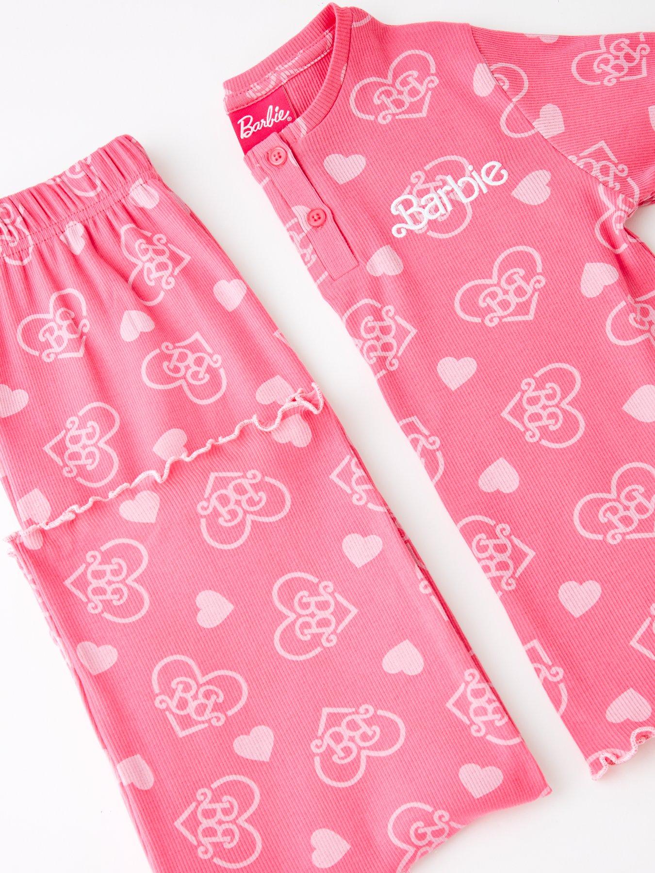 Image 3 of 4 of Barbie Barbie Rib Wide Leg Pyjamas - Pink