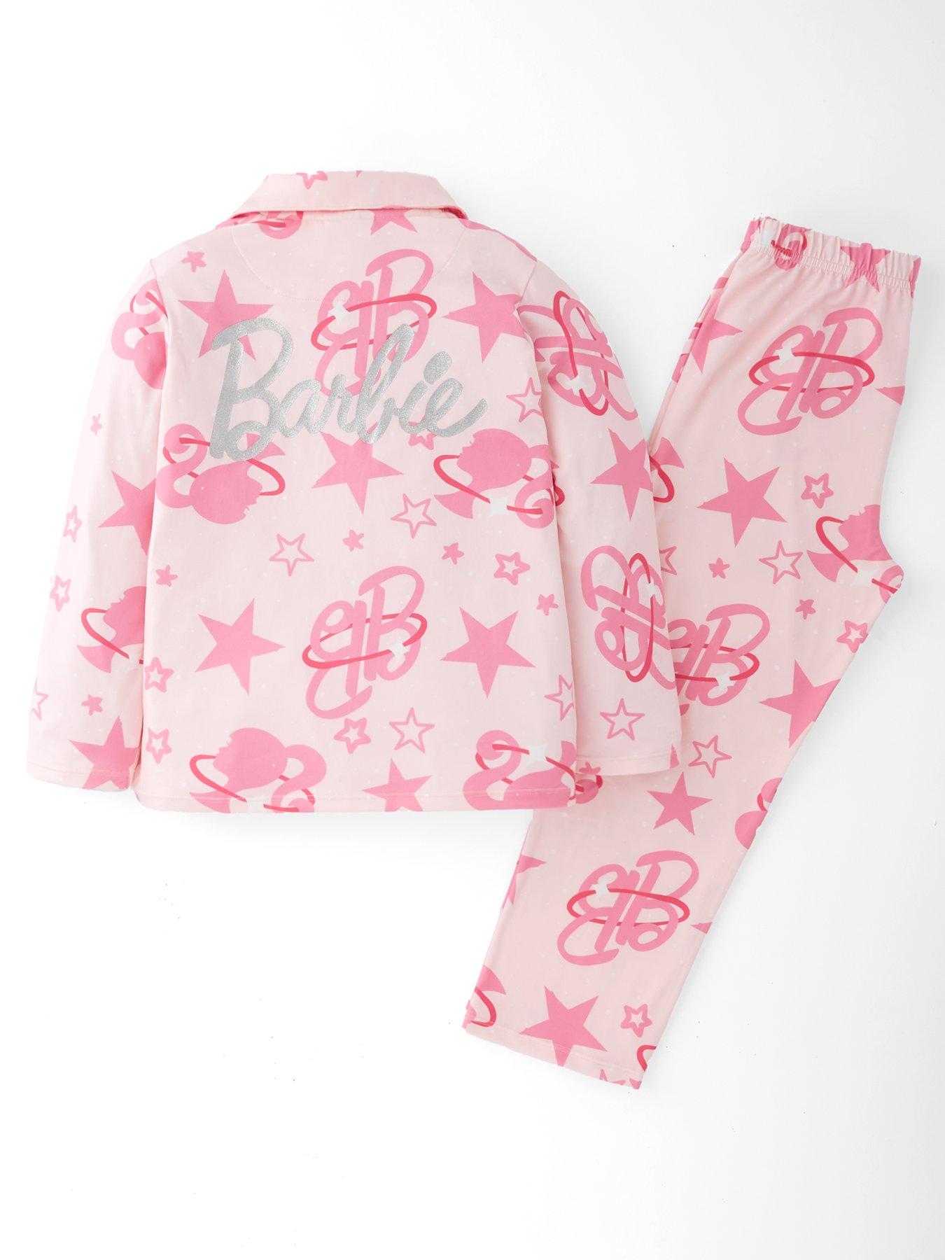 back image of barbie-button-down-pyjamas-pink