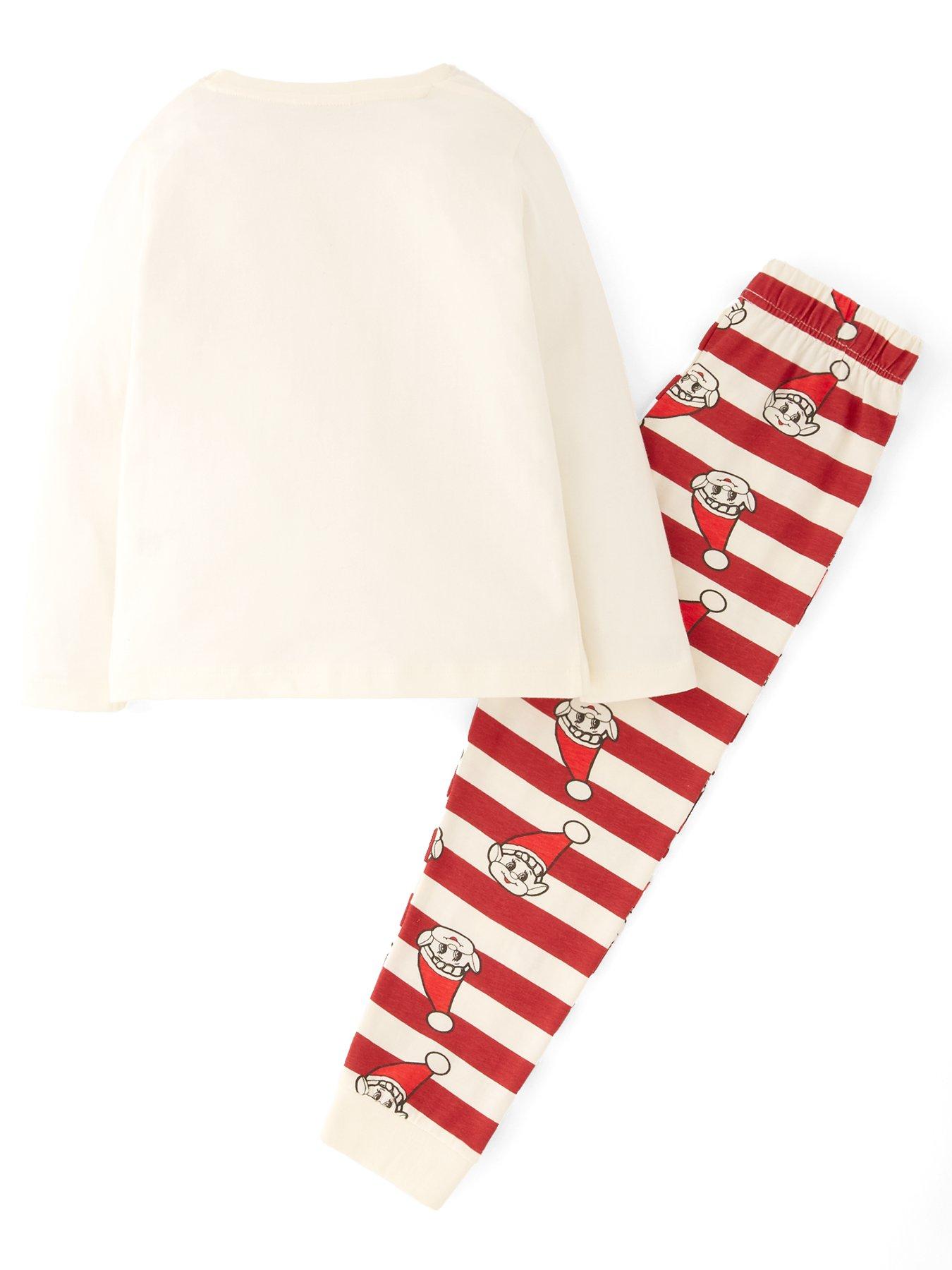 back image of character-elves-behaving-badly-christmas-pyjamas-cream