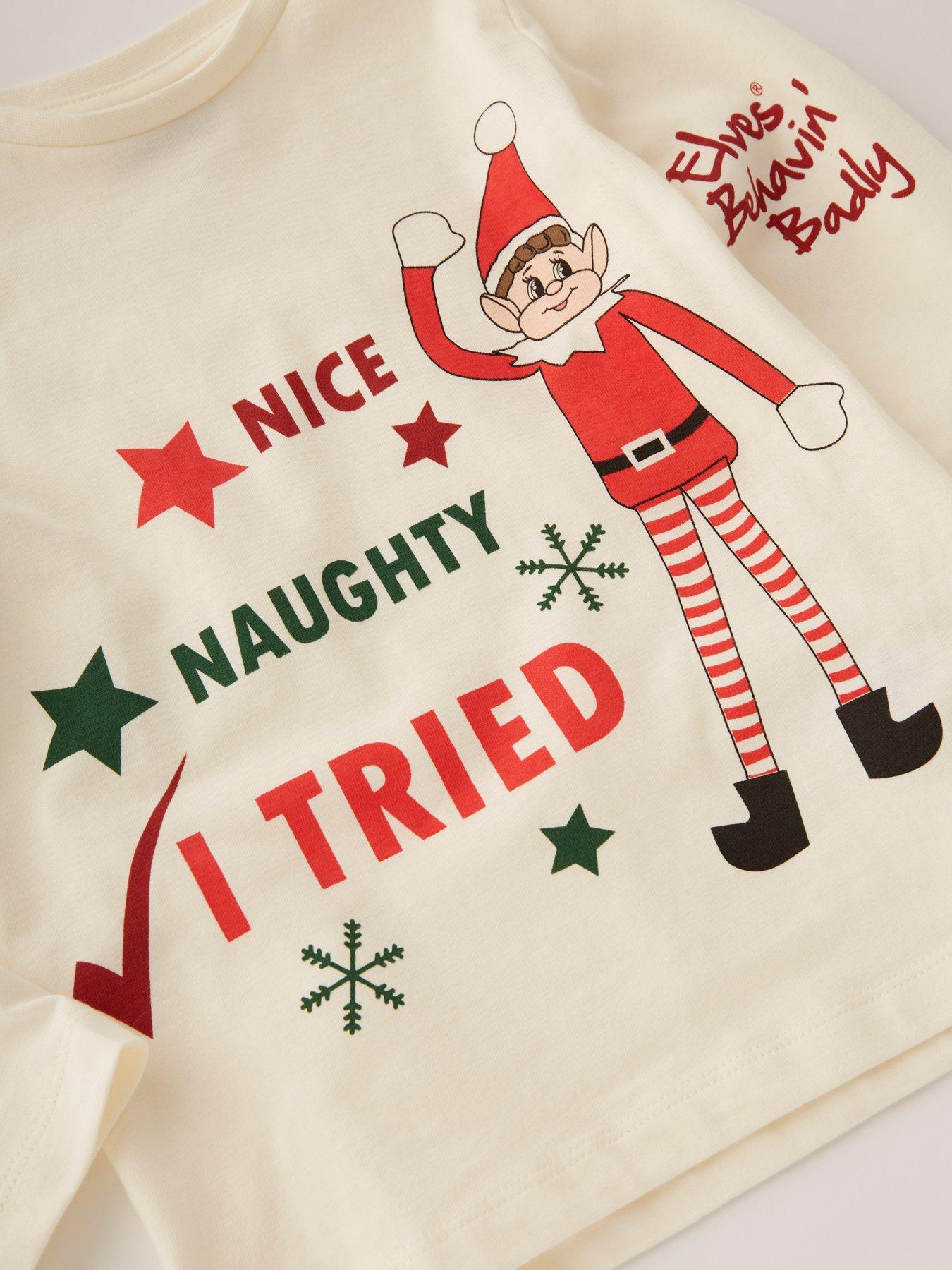  image of character-elves-behaving-badly-christmas-pyjamas-cream