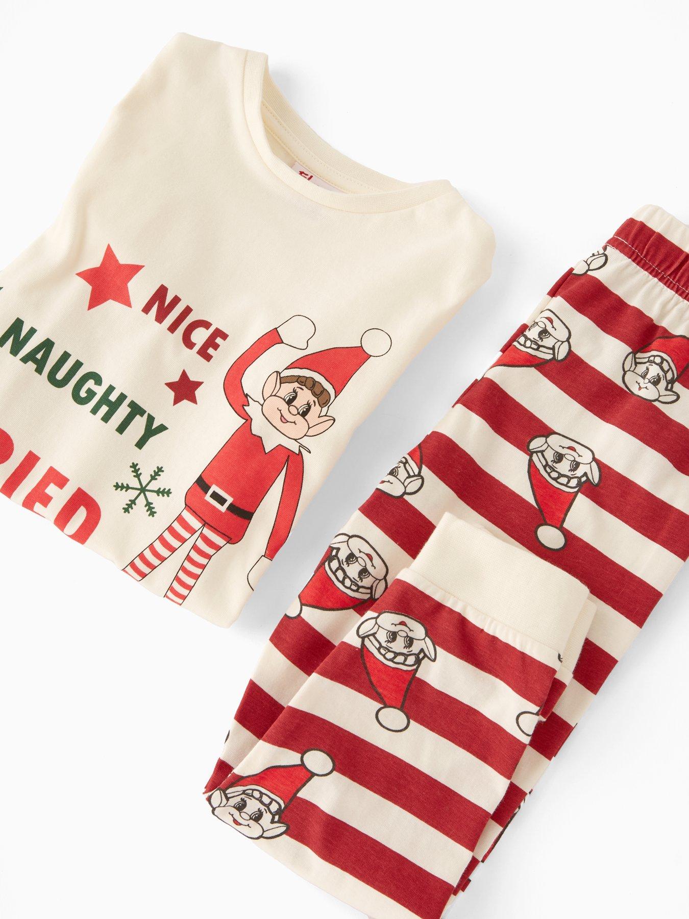  image of character-elves-behaving-badly-christmas-pyjamas-cream