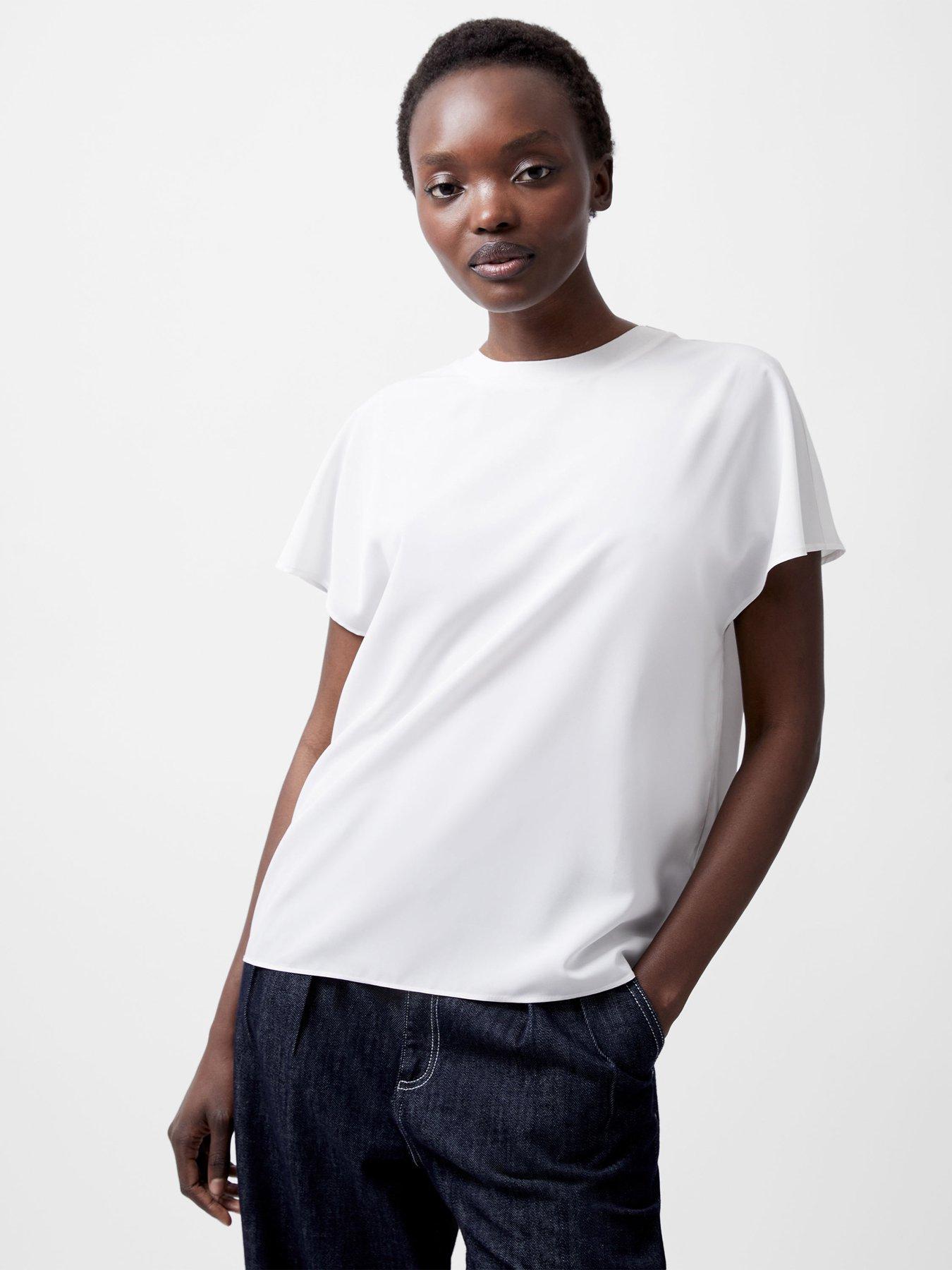undefined Crew Neck Short Sleeve Crepe T-shirt