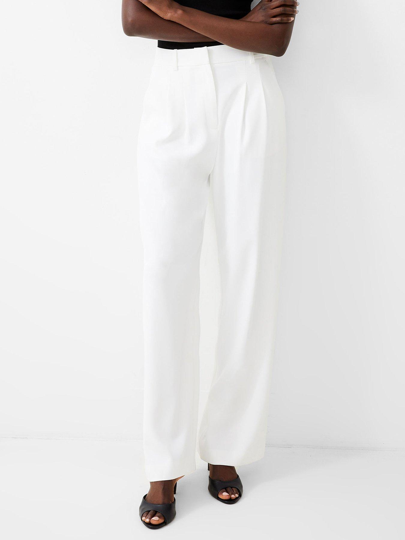 Image 1 of 4 of French Connection Suit Trousers With Concealed Pockets - White