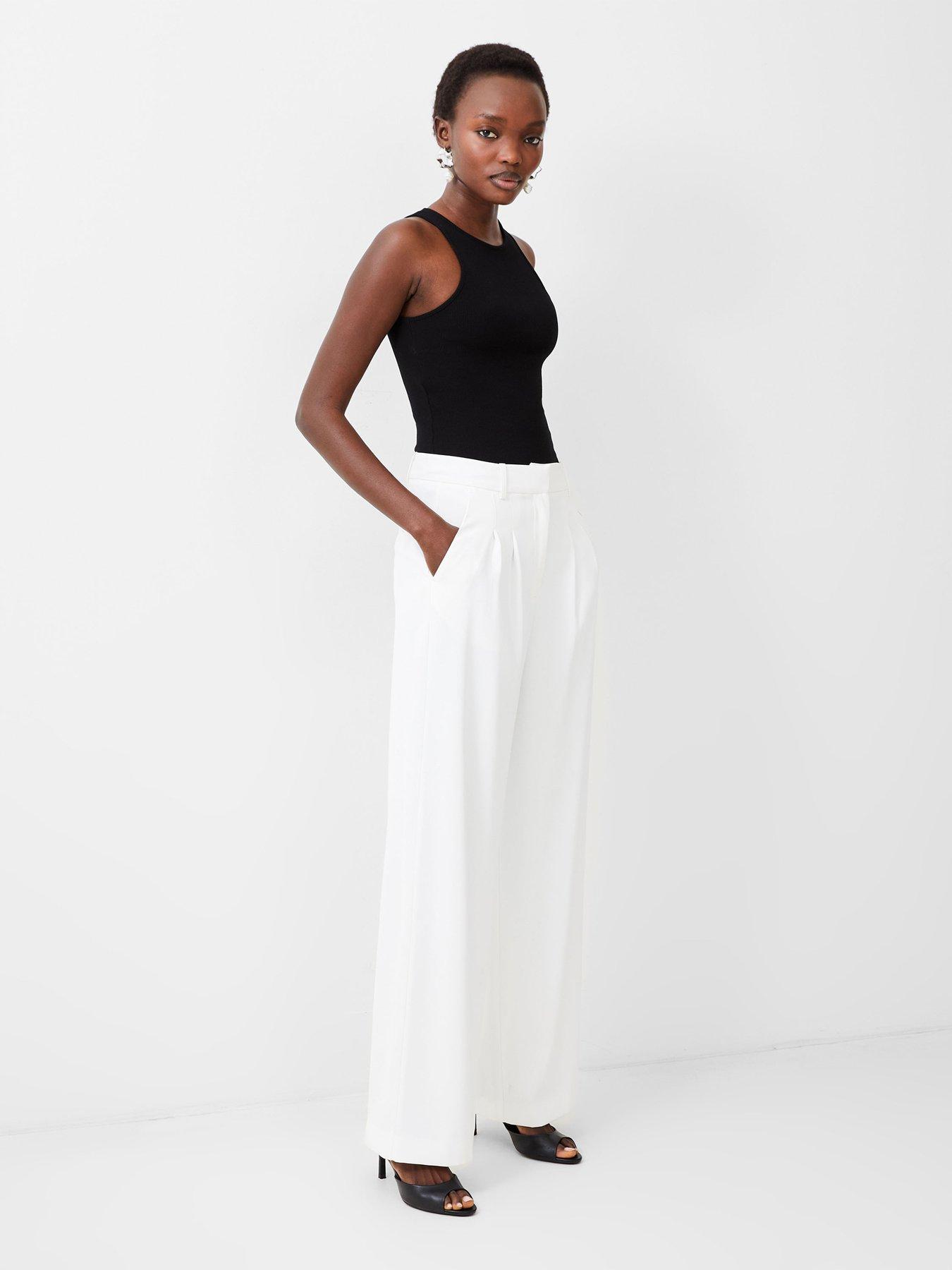 Image 3 of 4 of French Connection Suit Trousers With Concealed Pockets - White