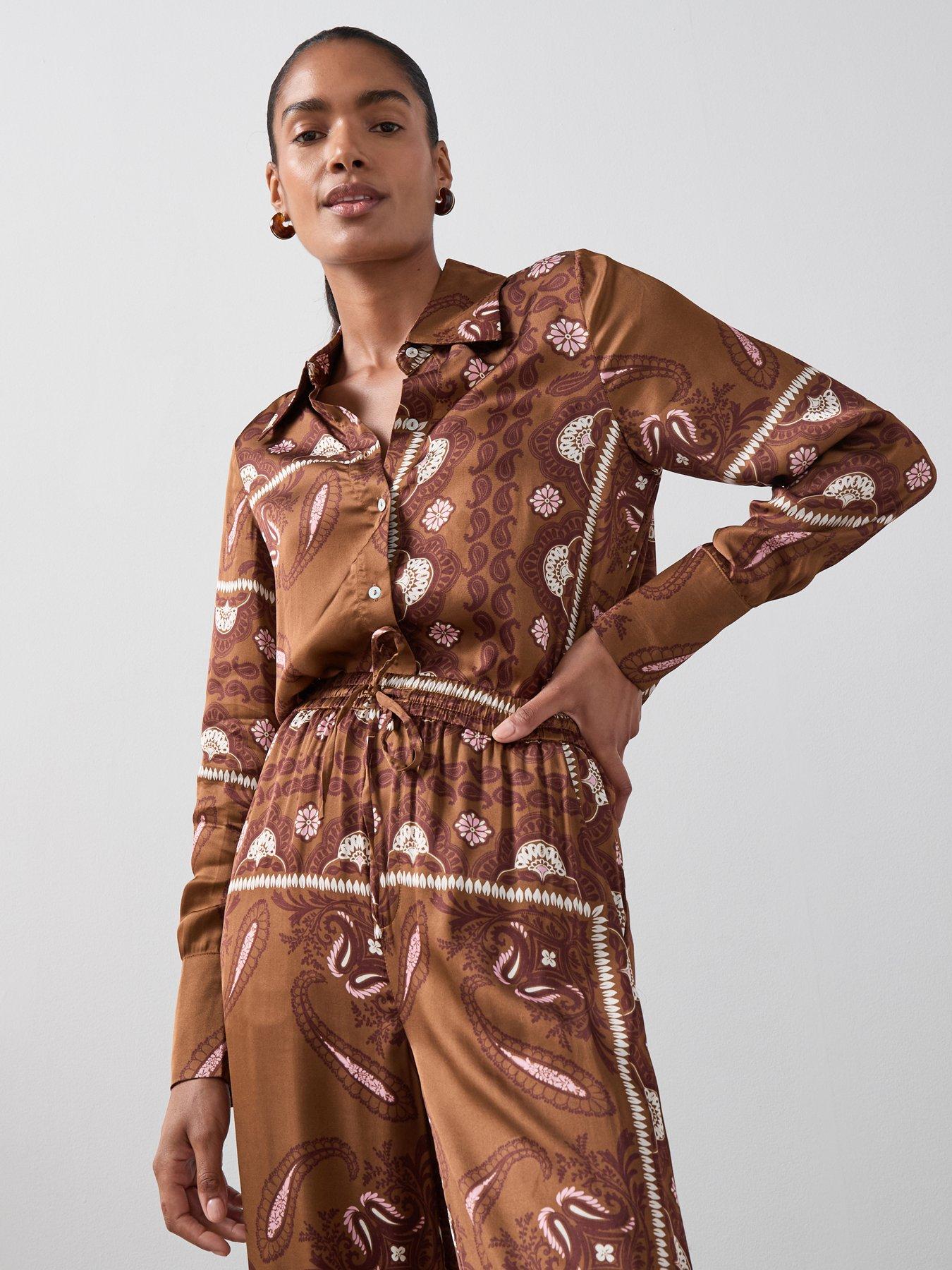 The Very Collection Paisly Satin Shirt Co-Ord - Print