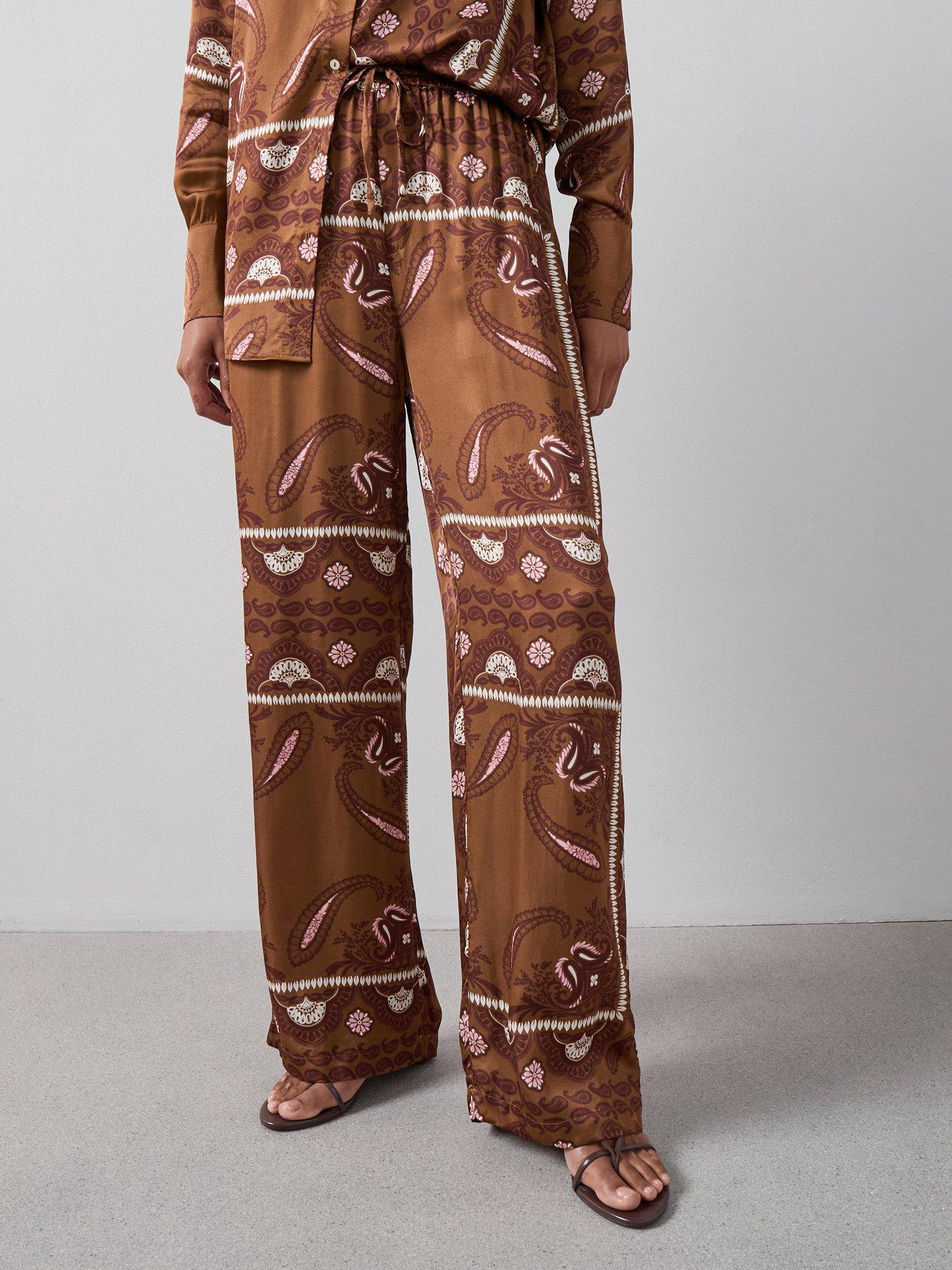 undefined Paisly Satin Trouser Co-Ord - Print