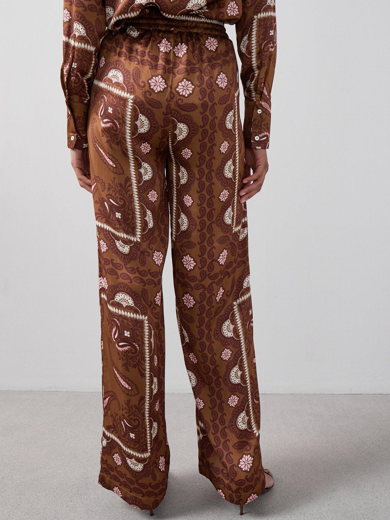 Image 2 of 6 of The Very Collection Paisly Satin Trouser Co-Ord - Print