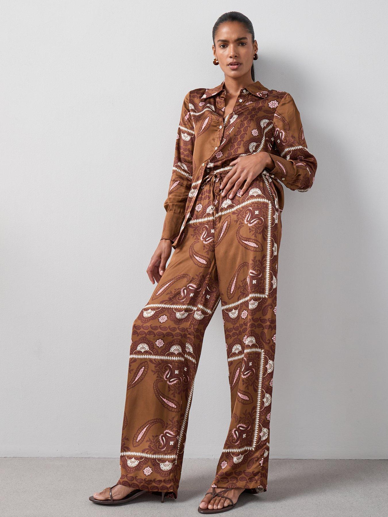 Image 3 of 6 of The Very Collection Paisly Satin Trouser Co-Ord - Print