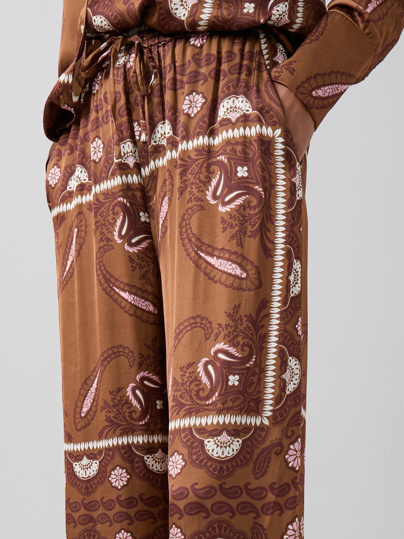Image 4 of 6 of The Very Collection Paisly Satin Trouser Co-Ord - Print