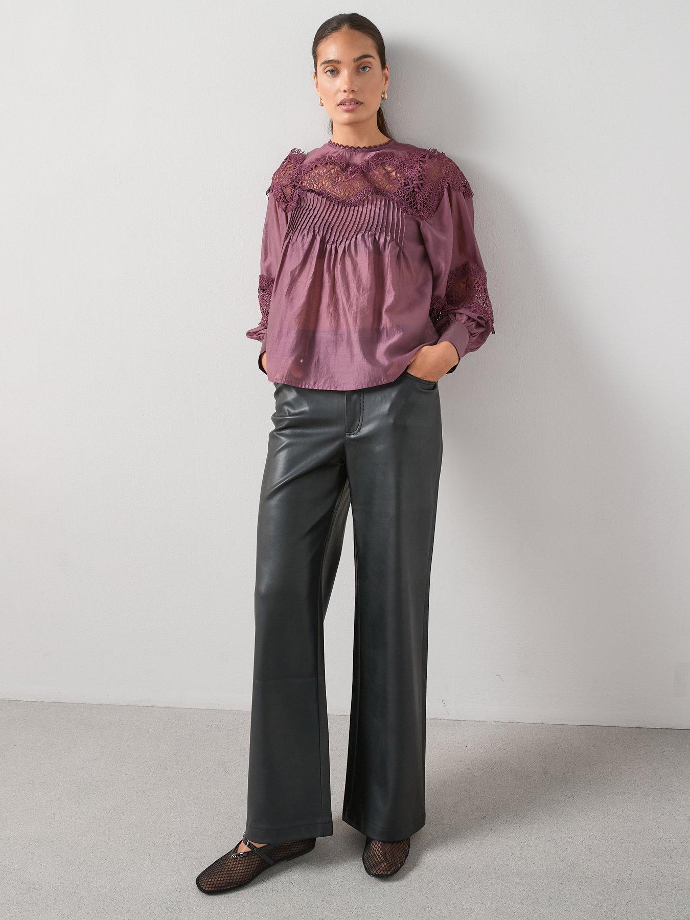 Image 3 of 7 of The Very Collection Premium Lace Insert Blouse - Purple