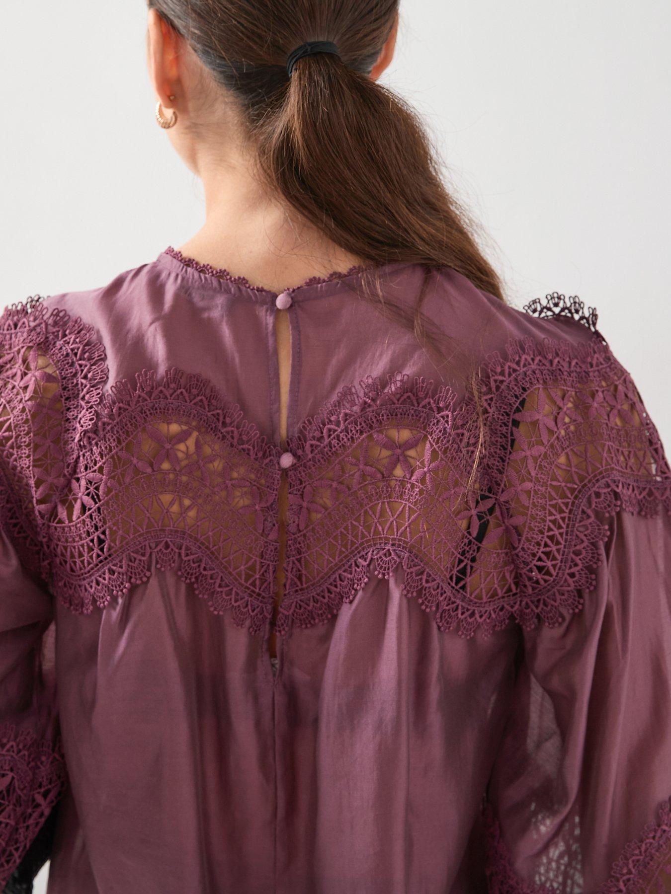 Image 4 of 7 of The Very Collection Premium Lace Insert Blouse - Purple