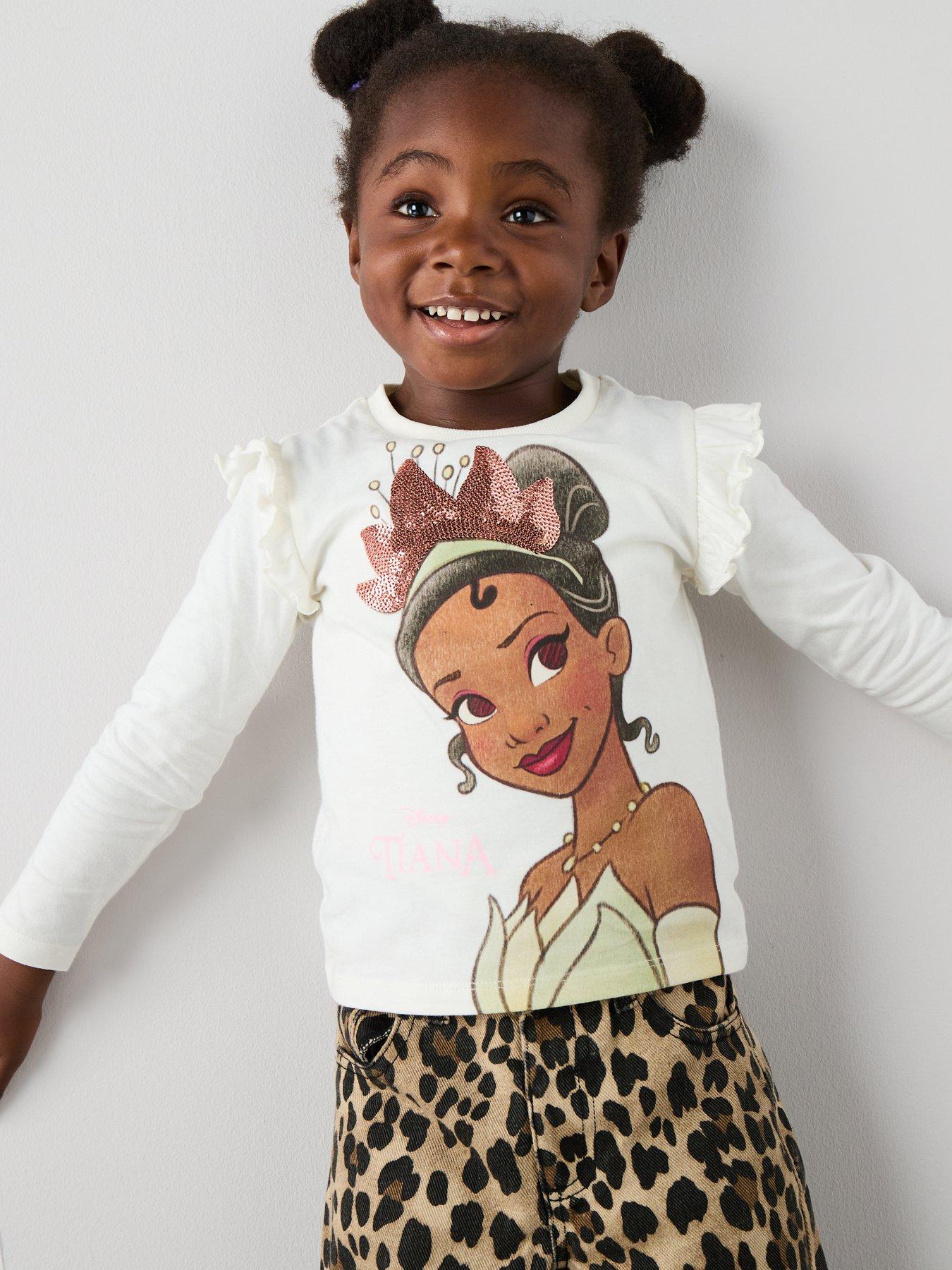  image of disney-princess-tiana-princess-frill-sleeve-t-shirt-cream