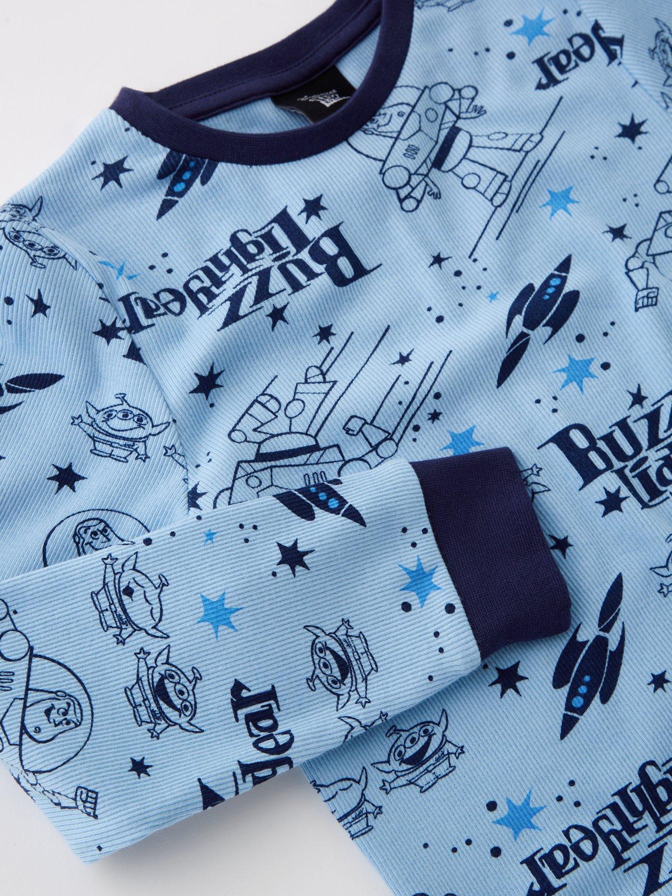 Image 4 of 5 of Toy Story Buzz Lightyear &amp; Alien Rib Pyjamas - Blue