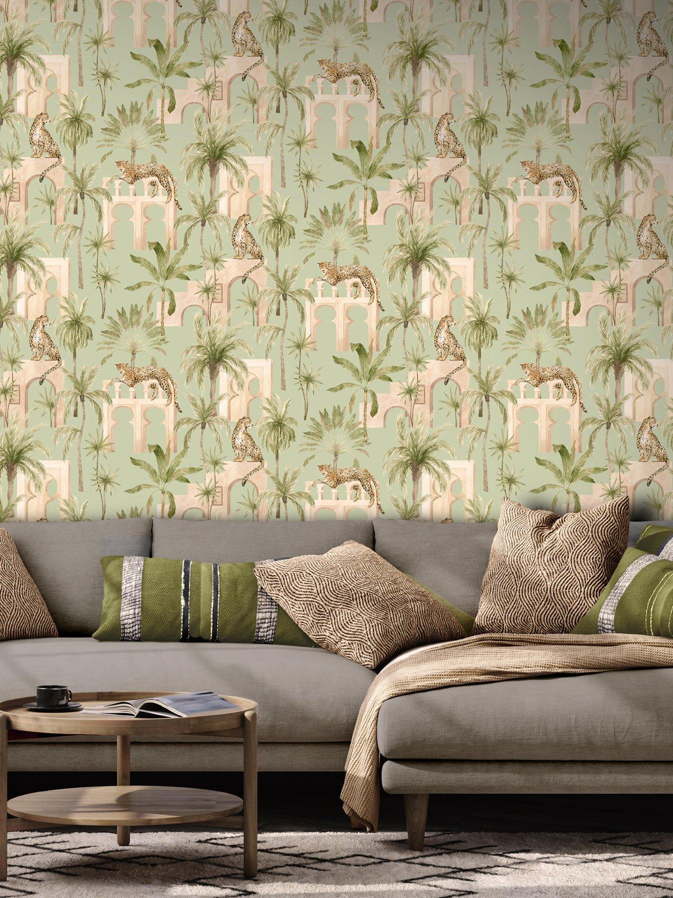ARTHOUSE Leopard Arches Wallpaper - Sage Green