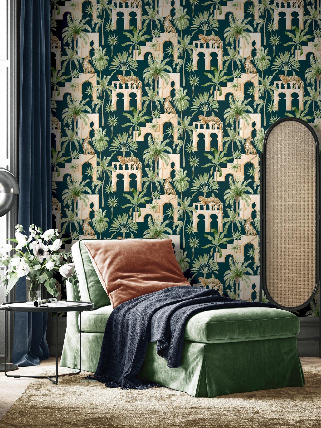 Image 1 of 5 of ARTHOUSE Leopard Arches Wallpaper - Navy