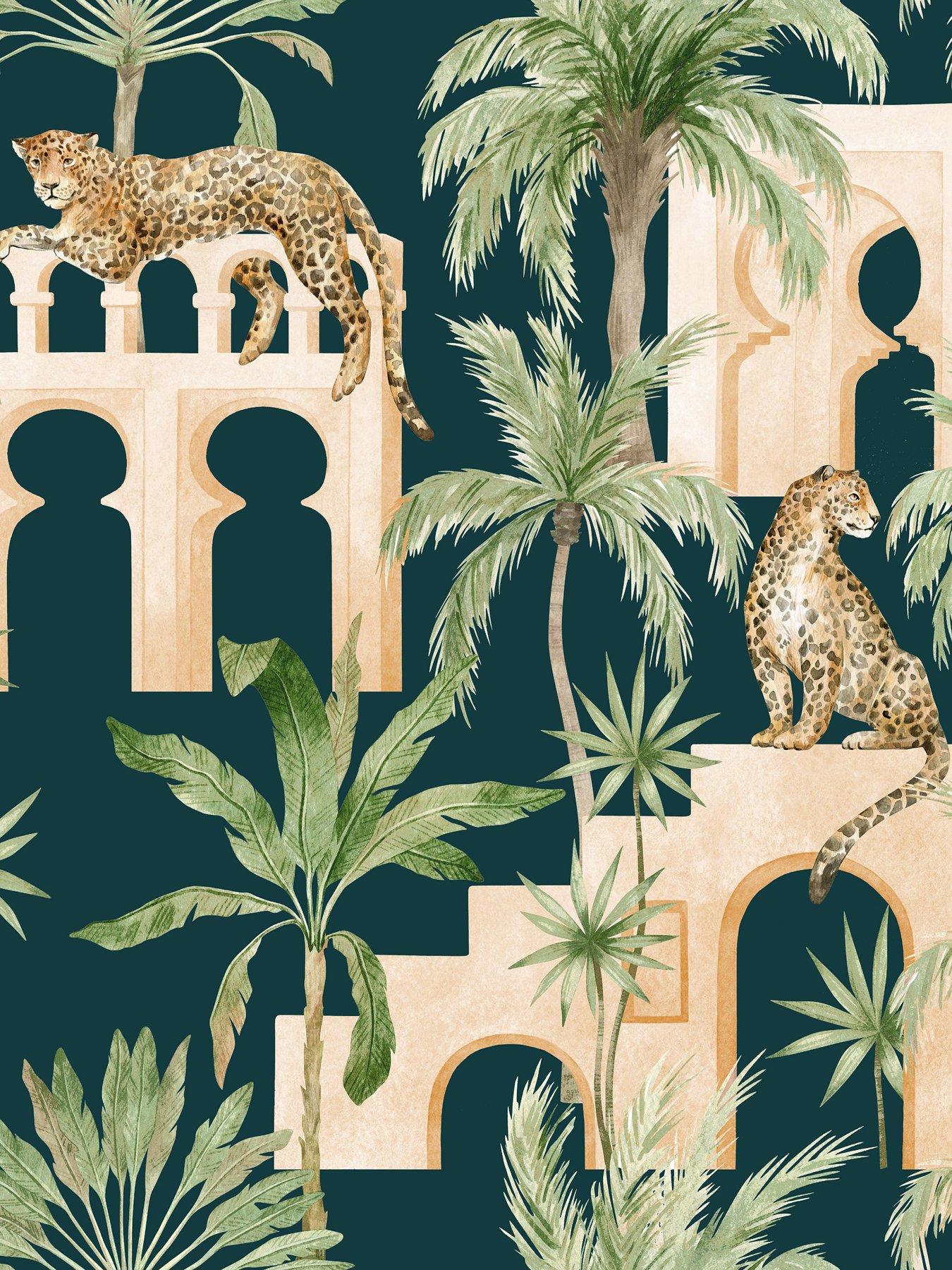 Image 2 of 5 of ARTHOUSE Leopard Arches Wallpaper - Navy