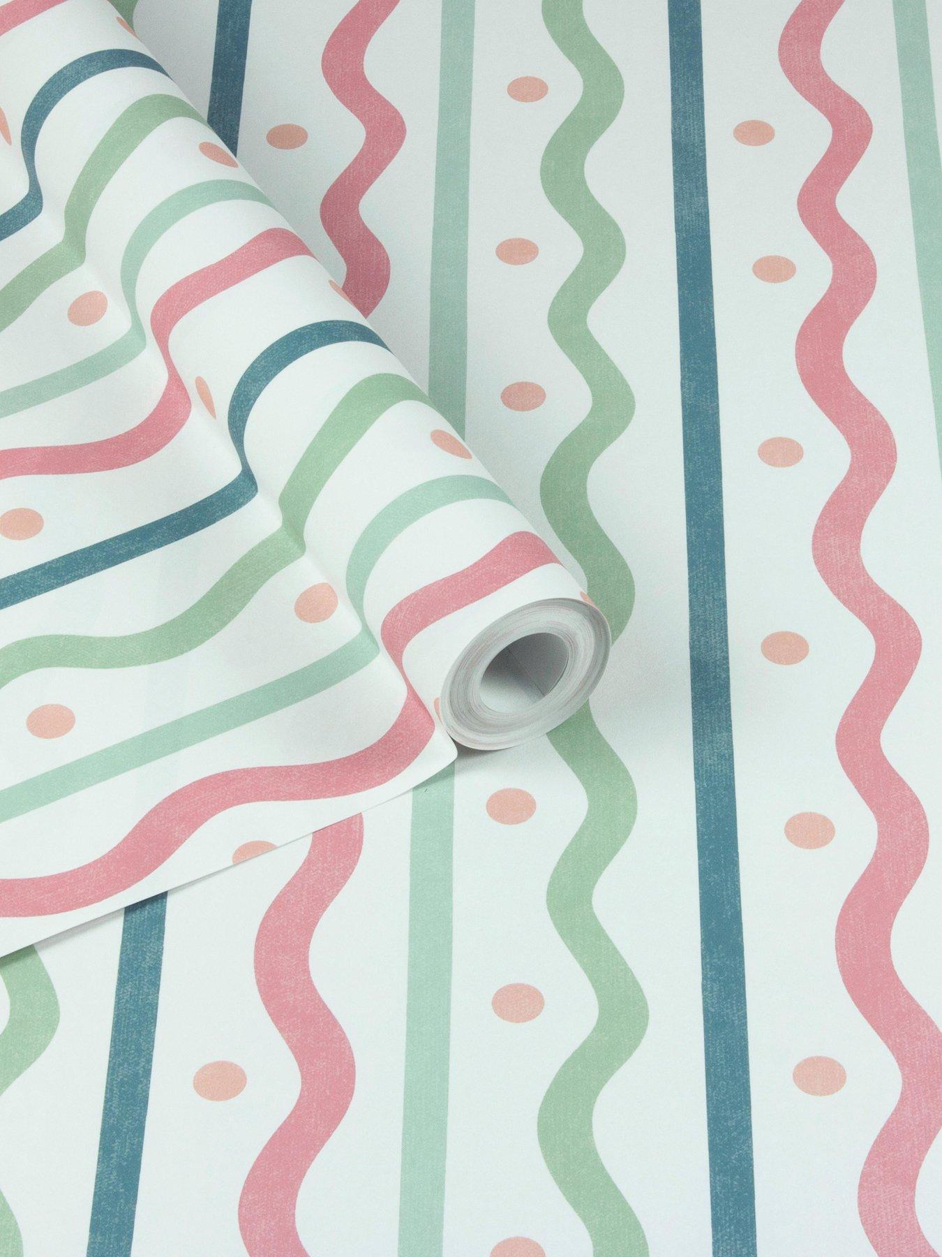  image of arthouse-squiggle-stripe-wallpaper-pink