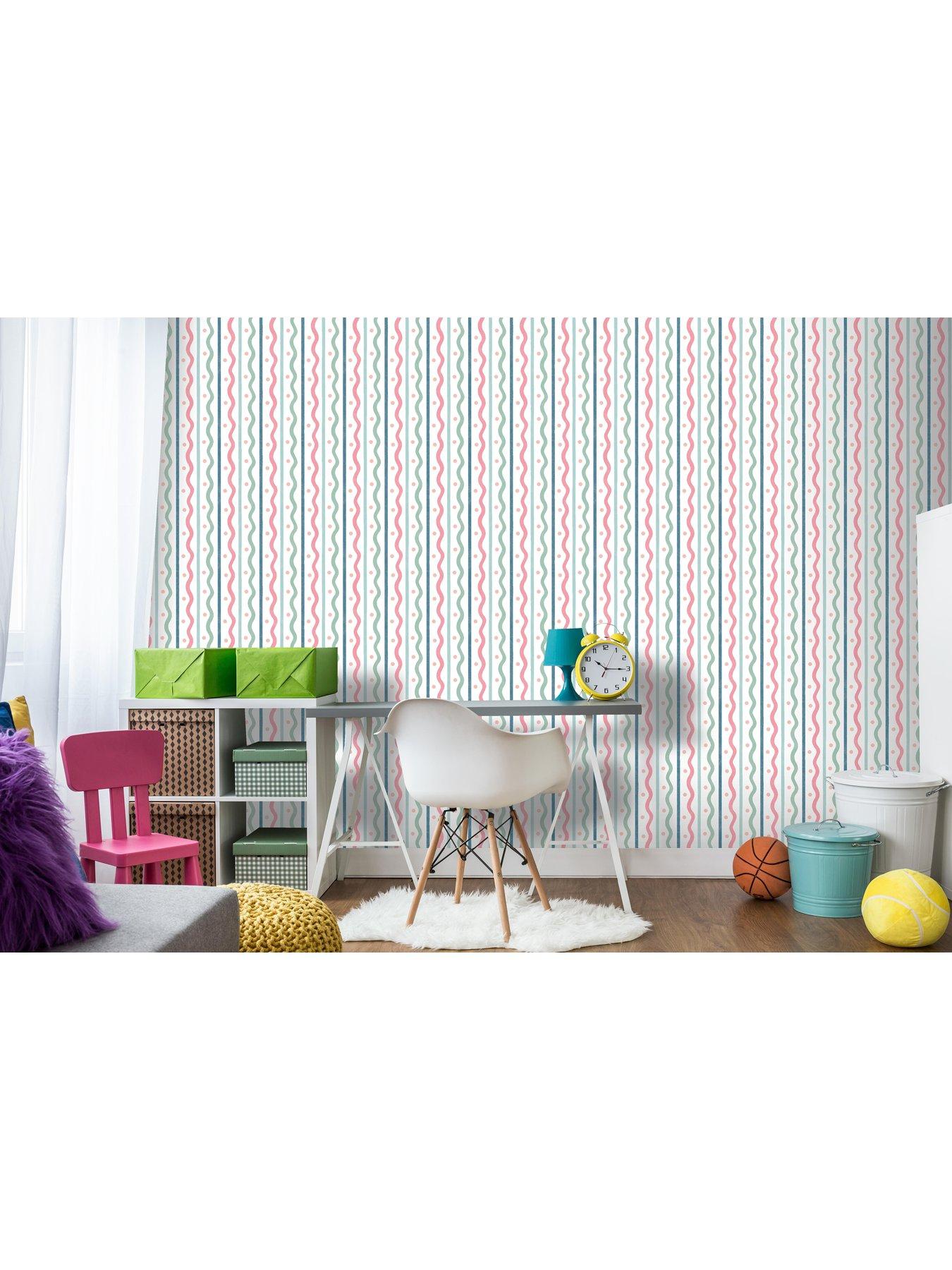  image of arthouse-squiggle-stripe-wallpaper-pink