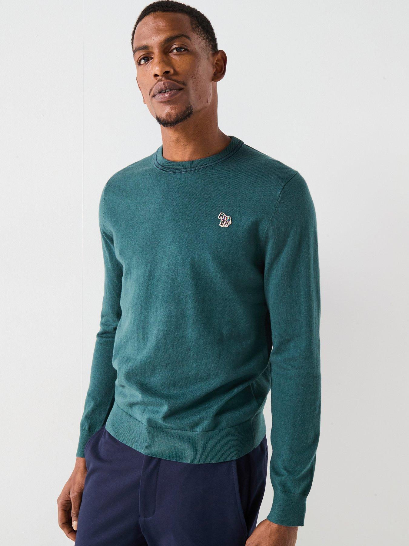 undefined Regular Fit Zebra Knitted Jumper - Green