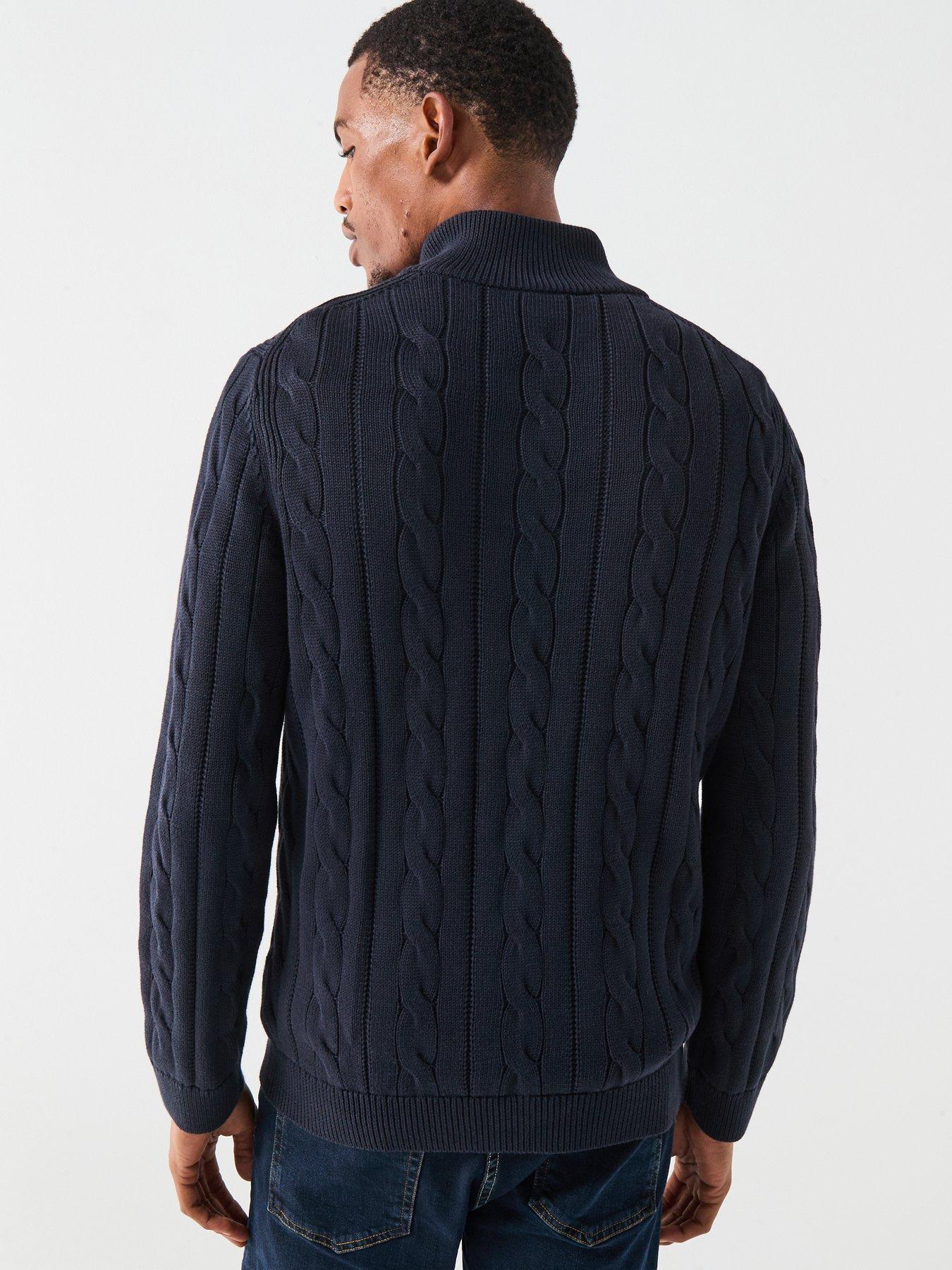 Image 2 of 6 of PS PAUL SMITH Regular Fit Cable Half Zip Knitted Jumper - Navy