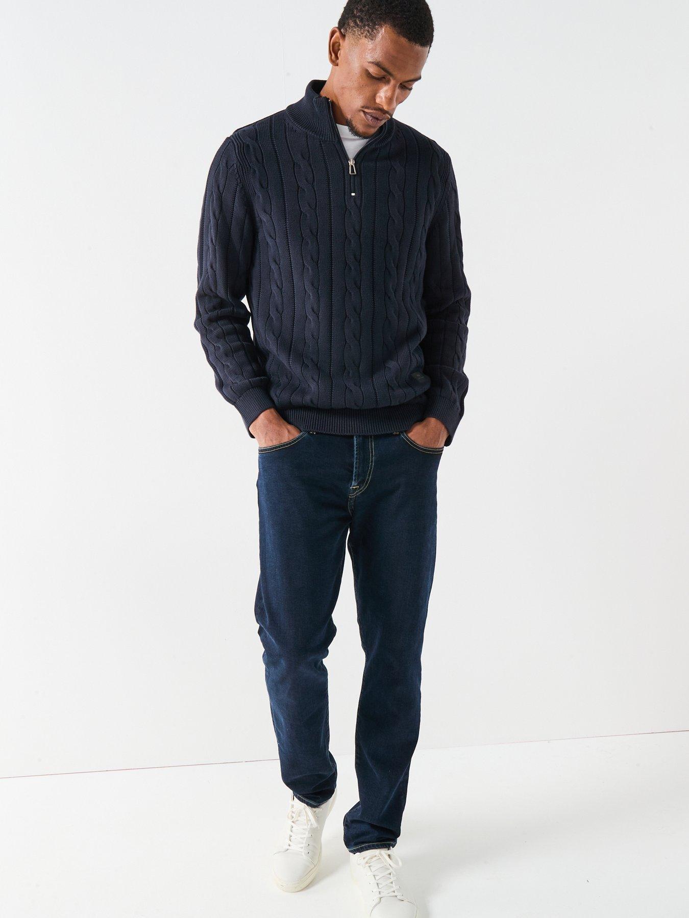 Image 3 of 6 of PS PAUL SMITH Regular Fit Cable Half Zip Knitted Jumper - Navy