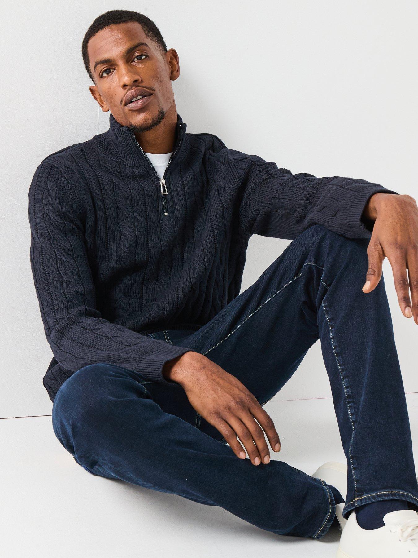 Image 5 of 6 of PS PAUL SMITH Regular Fit Cable Half Zip Knitted Jumper - Navy