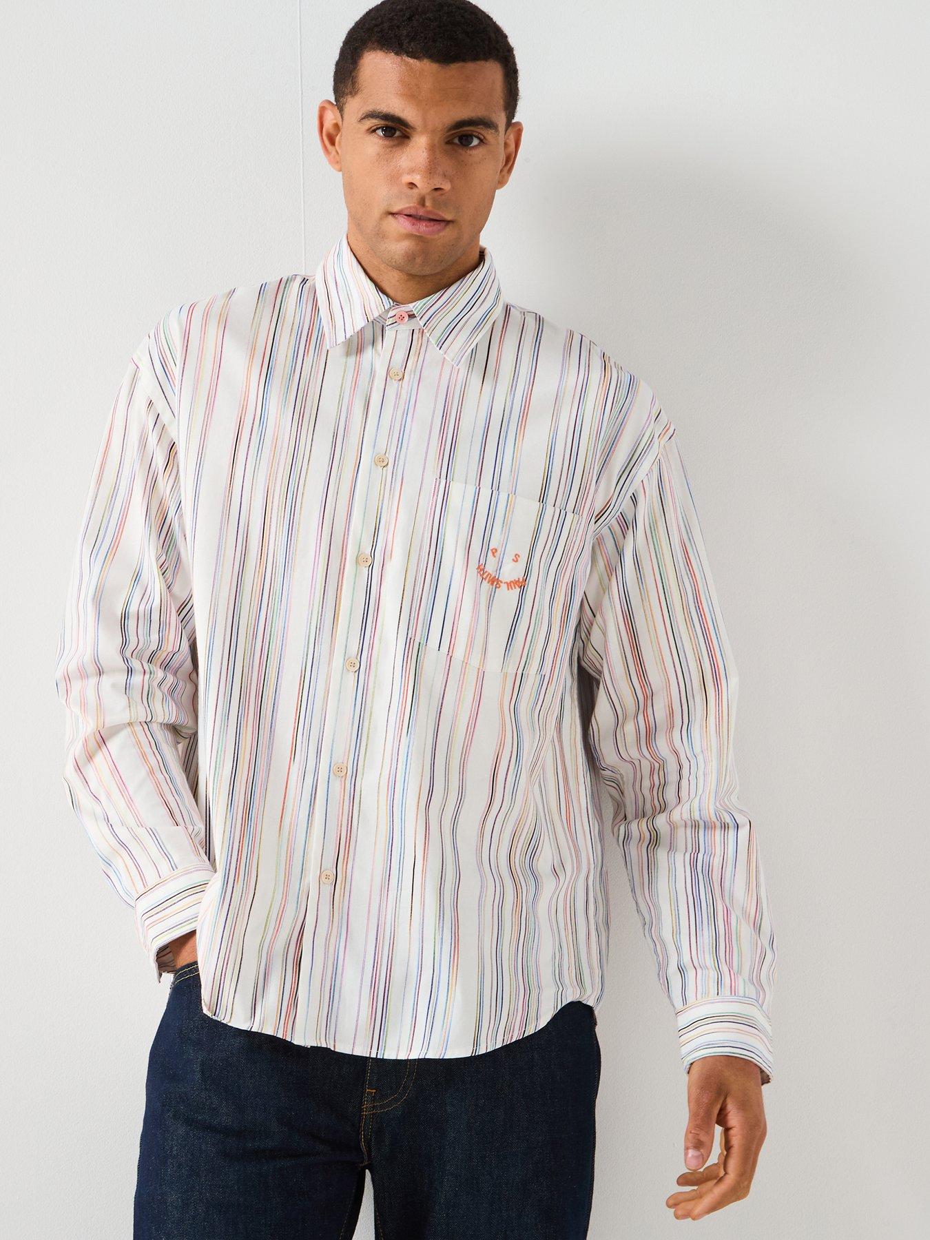 PS PAUL SMITH White Cotton 'Happy' Stripe Shirt - White