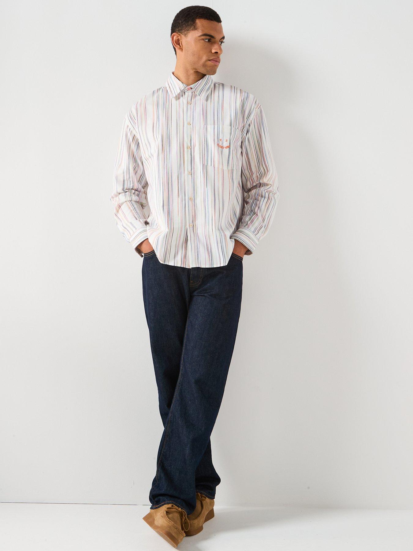  image of ps-paul-smith-white-cotton-happy-stripe-shirt-white