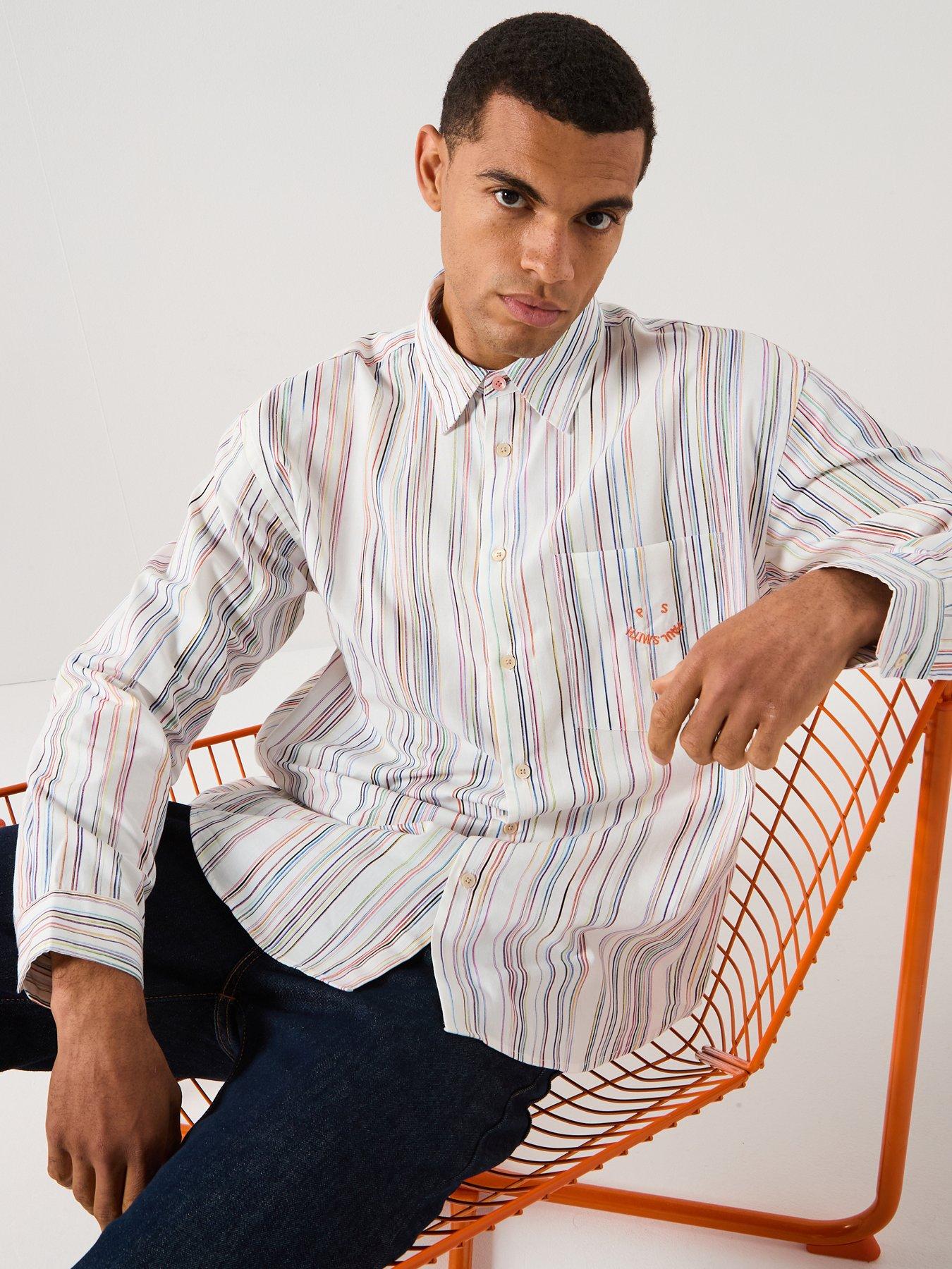  image of ps-paul-smith-white-cotton-happy-stripe-shirt-white