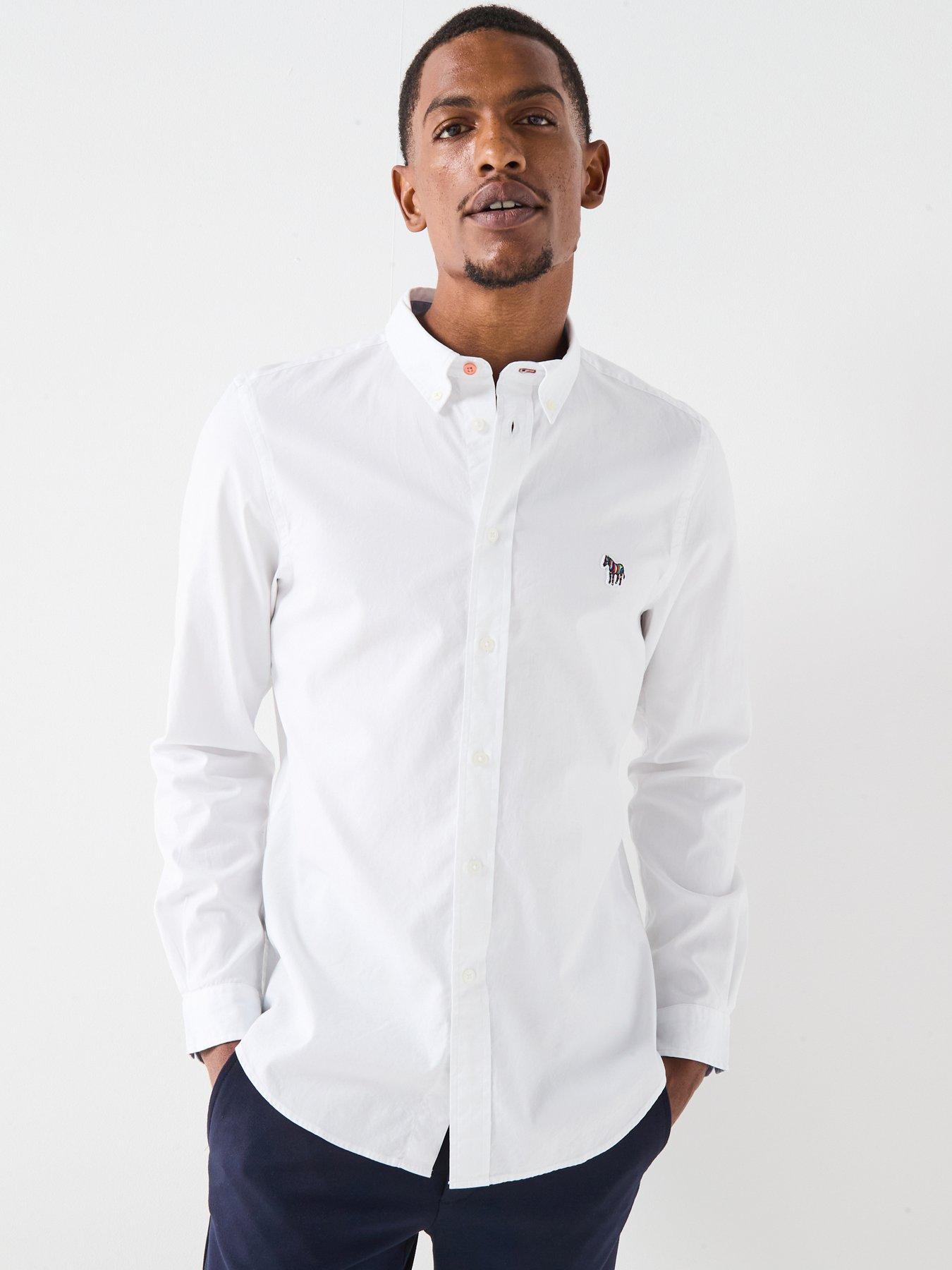 undefined Button Down Zebra Long Sleeve Shirt - White
