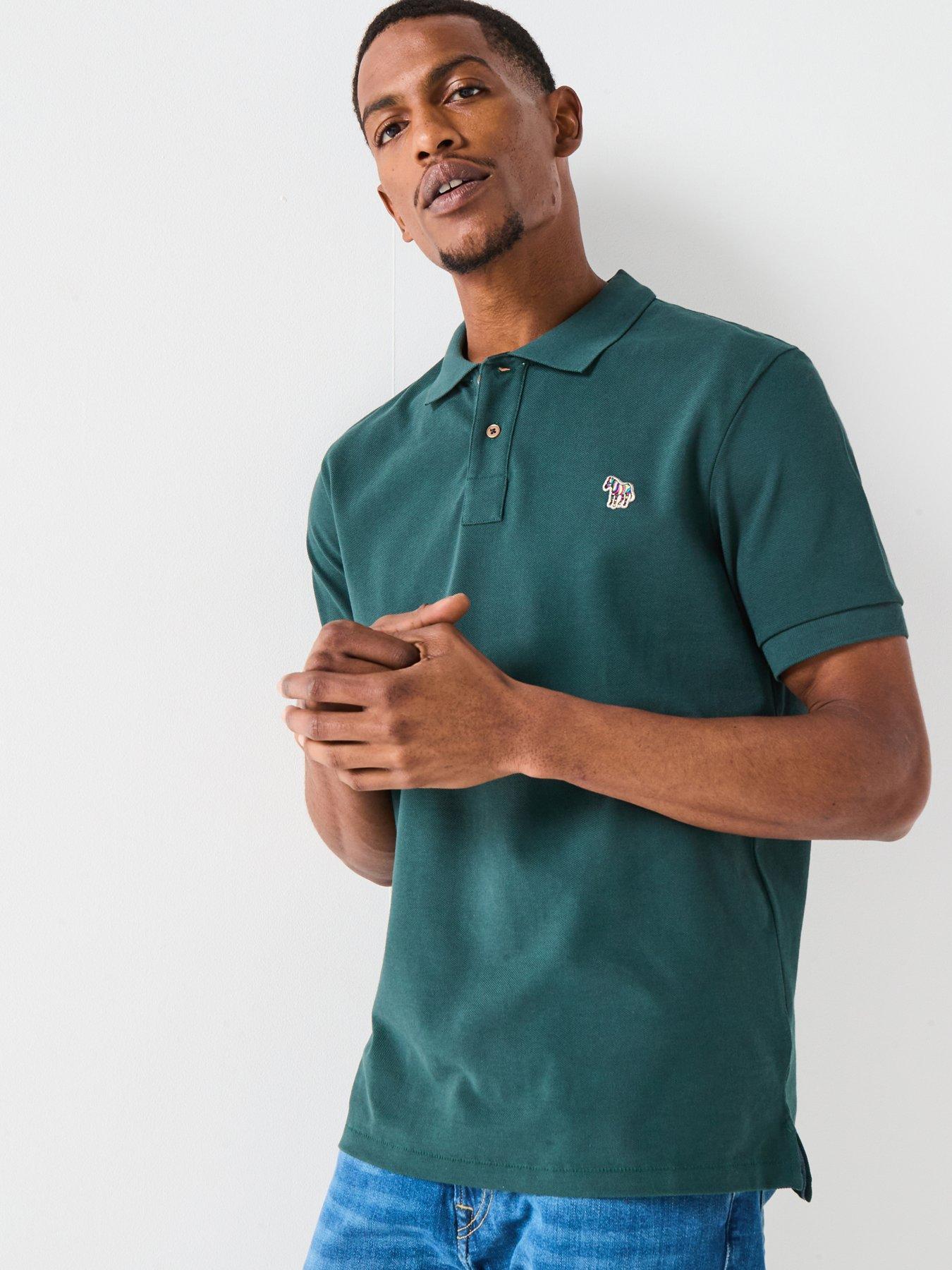 front image of ps-paul-smith-regular-fit-zebra-short-sleeve-polo-shirt-green