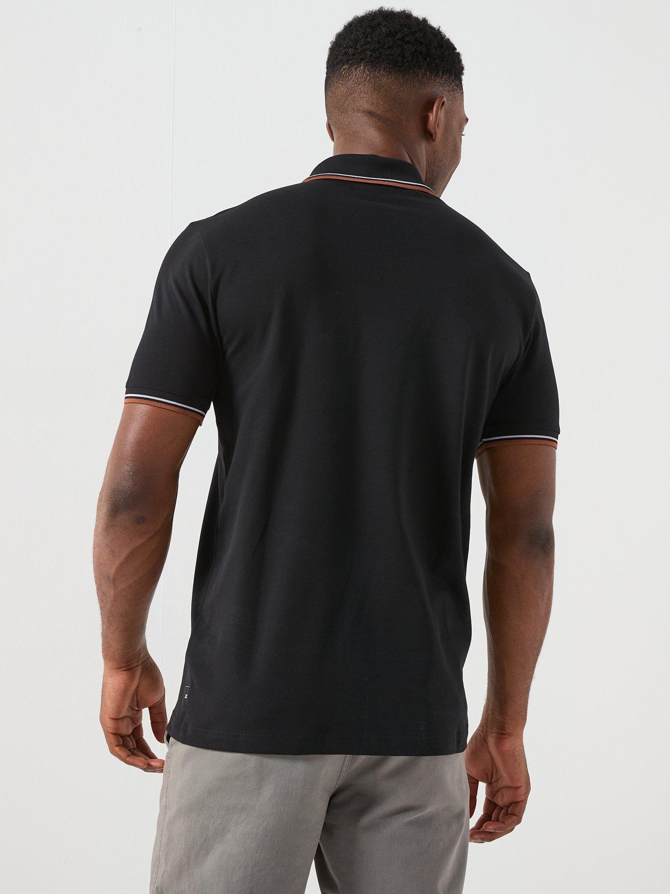 stillFront image of ps-paul-smith-stripe-contrast-tipped-polo-shirt-black