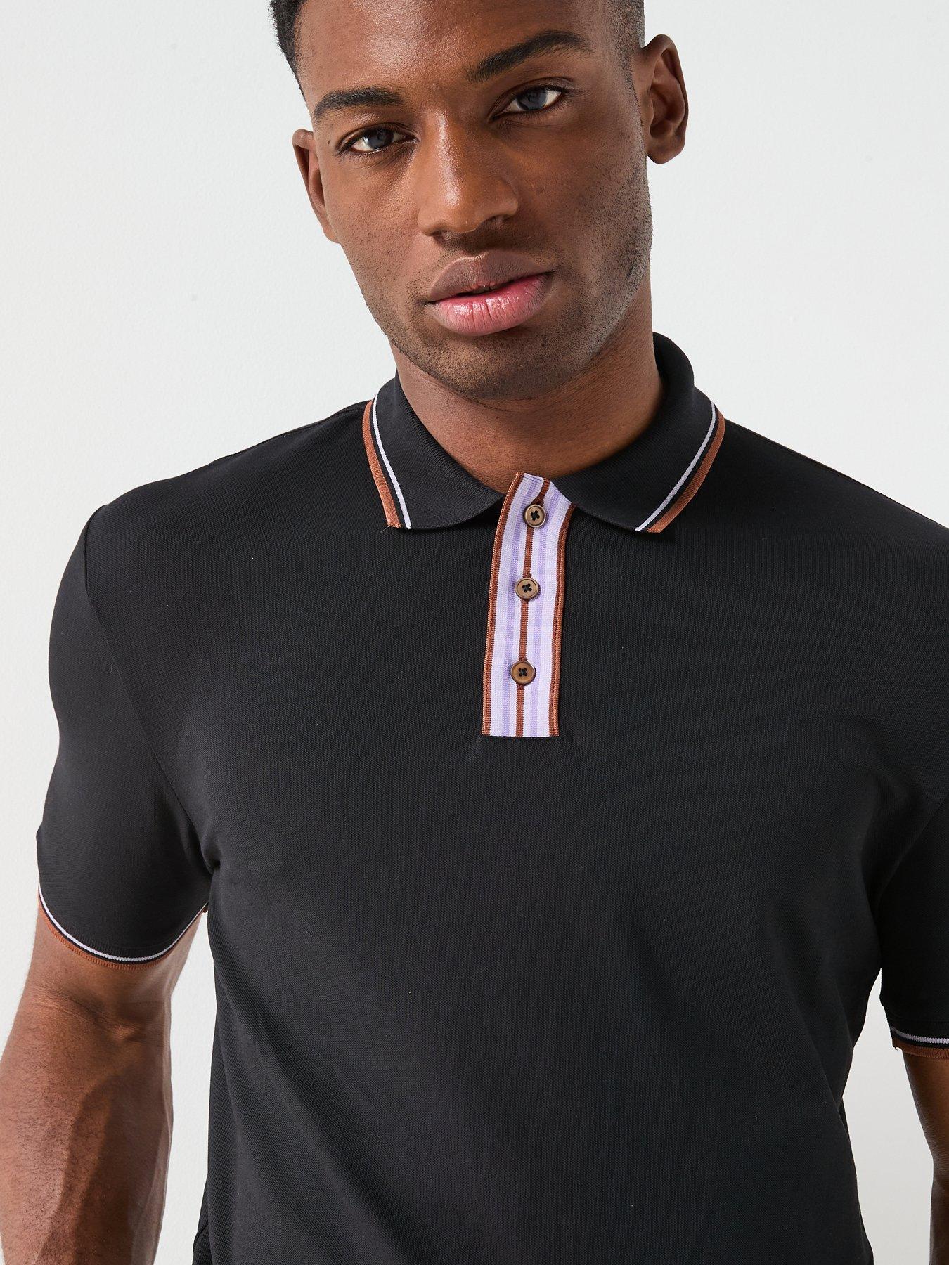  image of ps-paul-smith-stripe-contrast-tipped-polo-shirt-black
