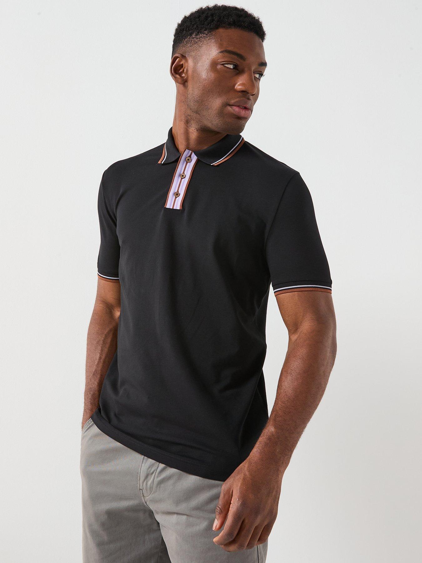 image of ps-paul-smith-stripe-contrast-tipped-polo-shirt-black