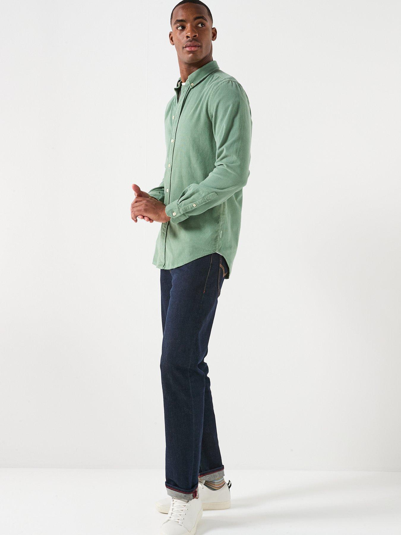  image of ps-paul-smith-tailored-fit-button-down-plain-shirt-green
